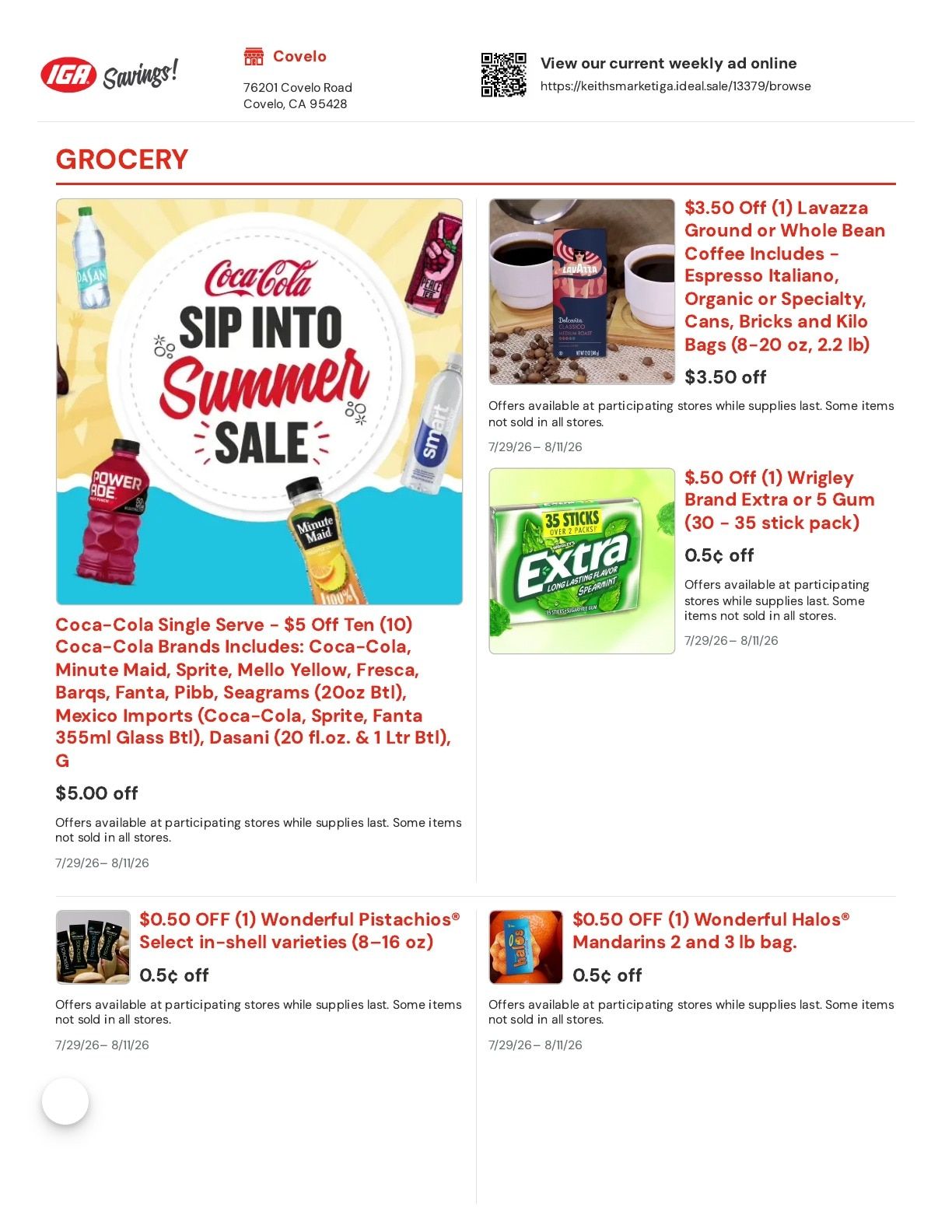 Keith's Market IGA Weekly Ad July 29 - August 11, 2026