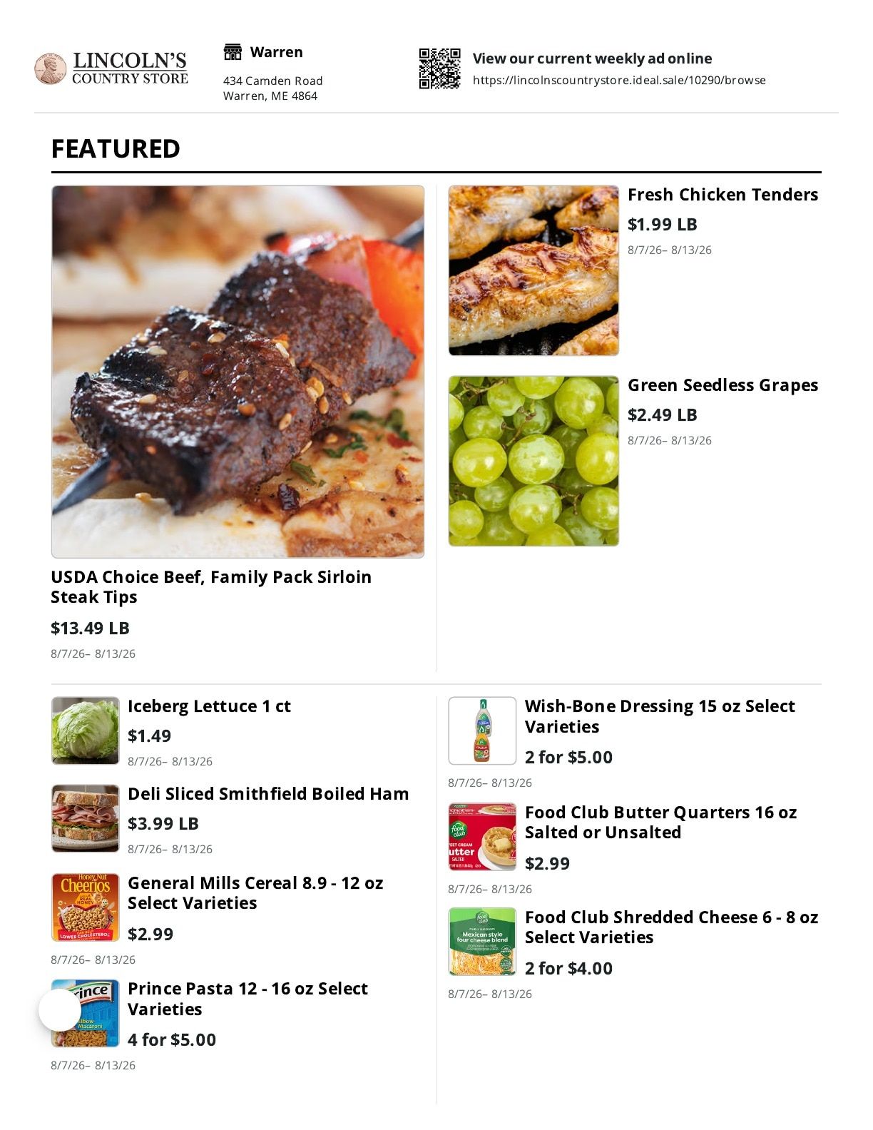 Lincoln's Country Store Weekly Ad July 26 - August 13, 2026