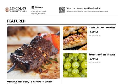 Lincoln's Country Store Weekly Ad July 26 - August 13, 2026