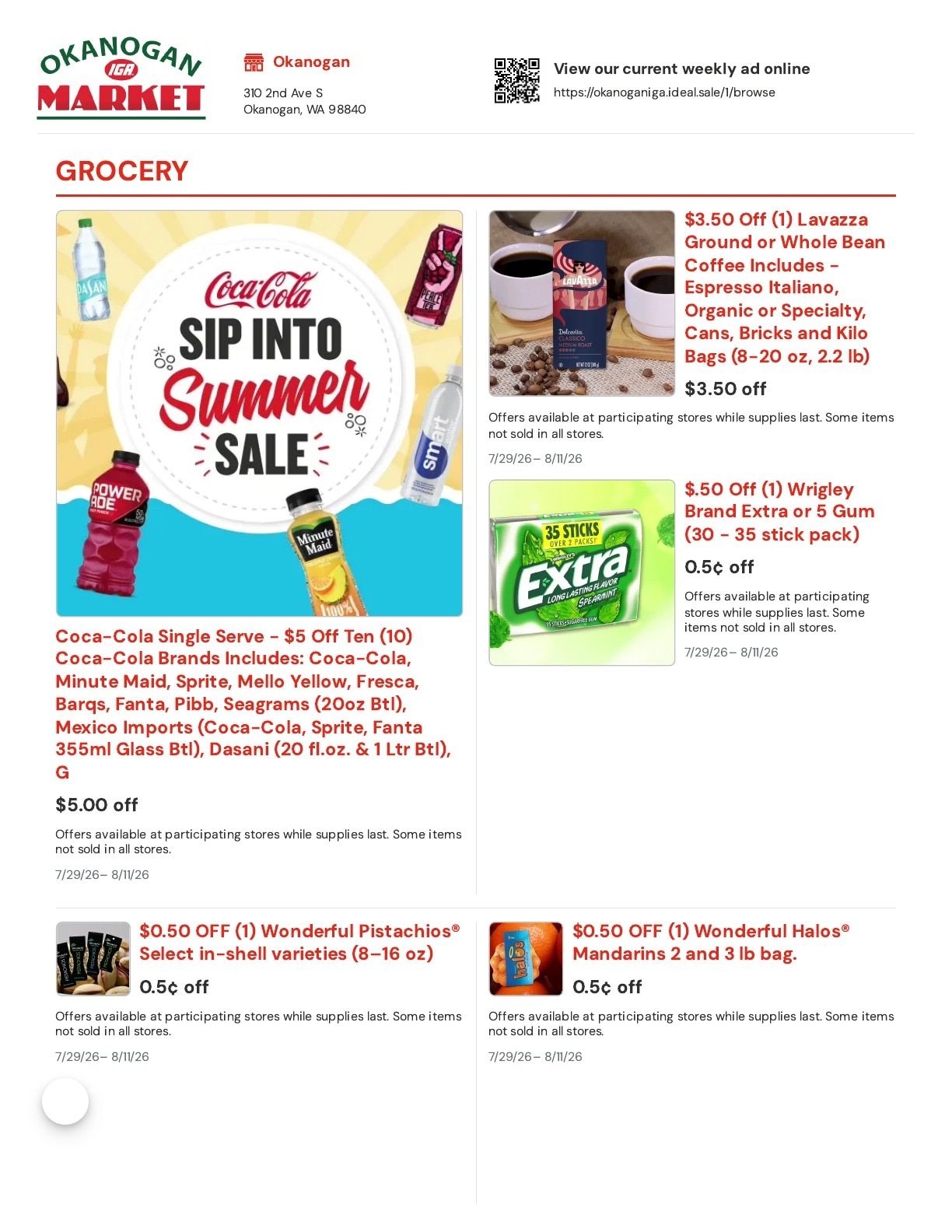Okanogan Market IGA Weekly Ad July 29 - August 11, 2026