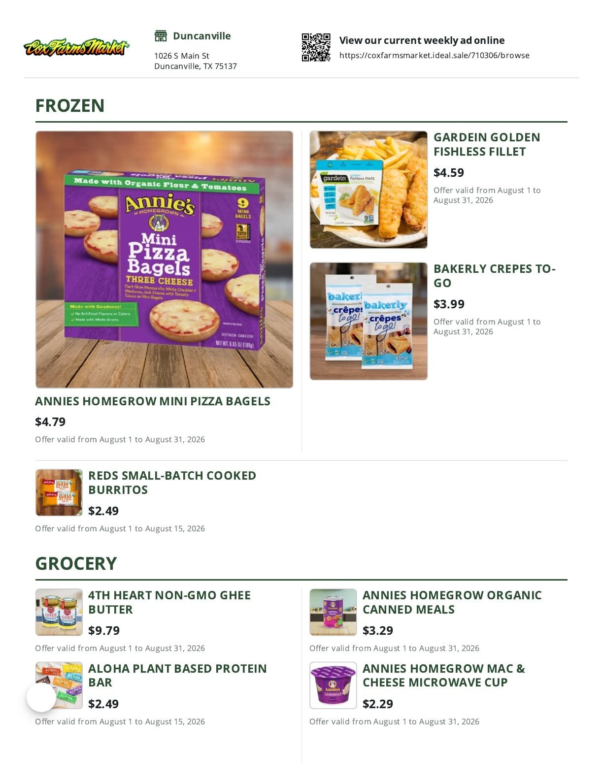 Cox Farms Market Weekly Ad August 1 - 31, 2026
