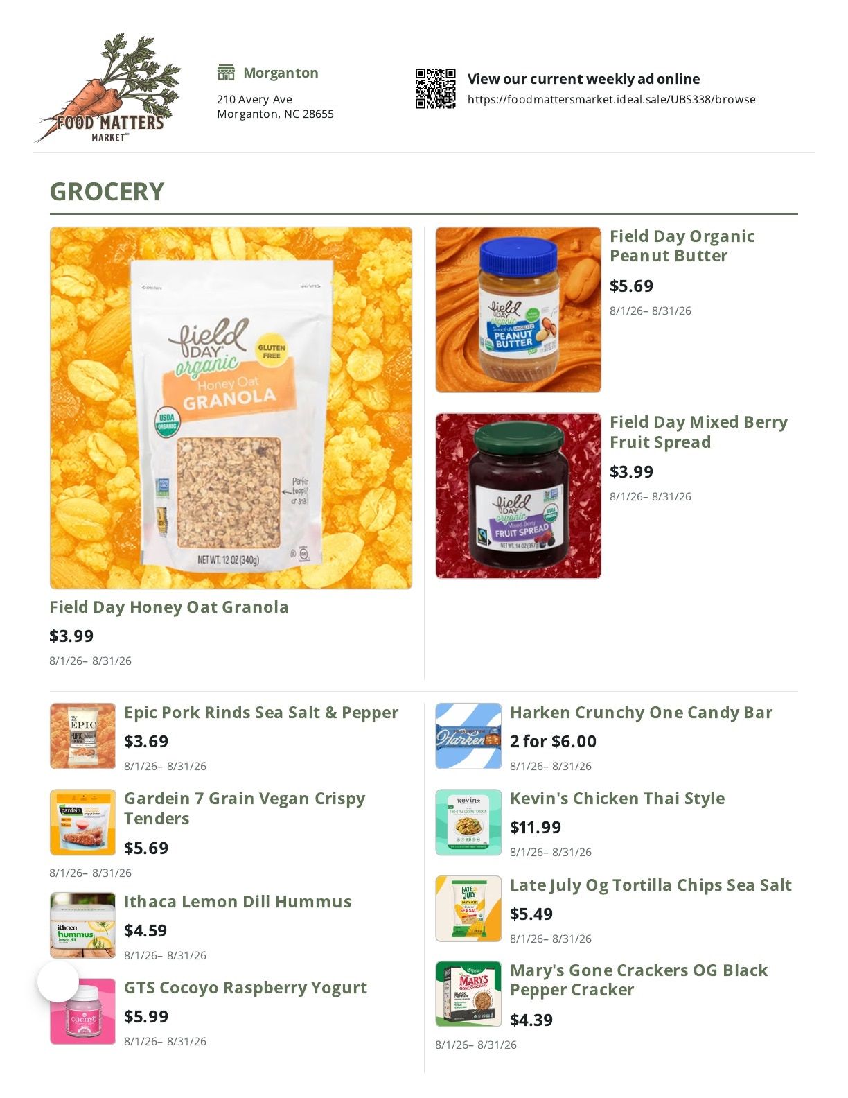 Food Matters Market Weekly Ad August 1 - 31, 2026