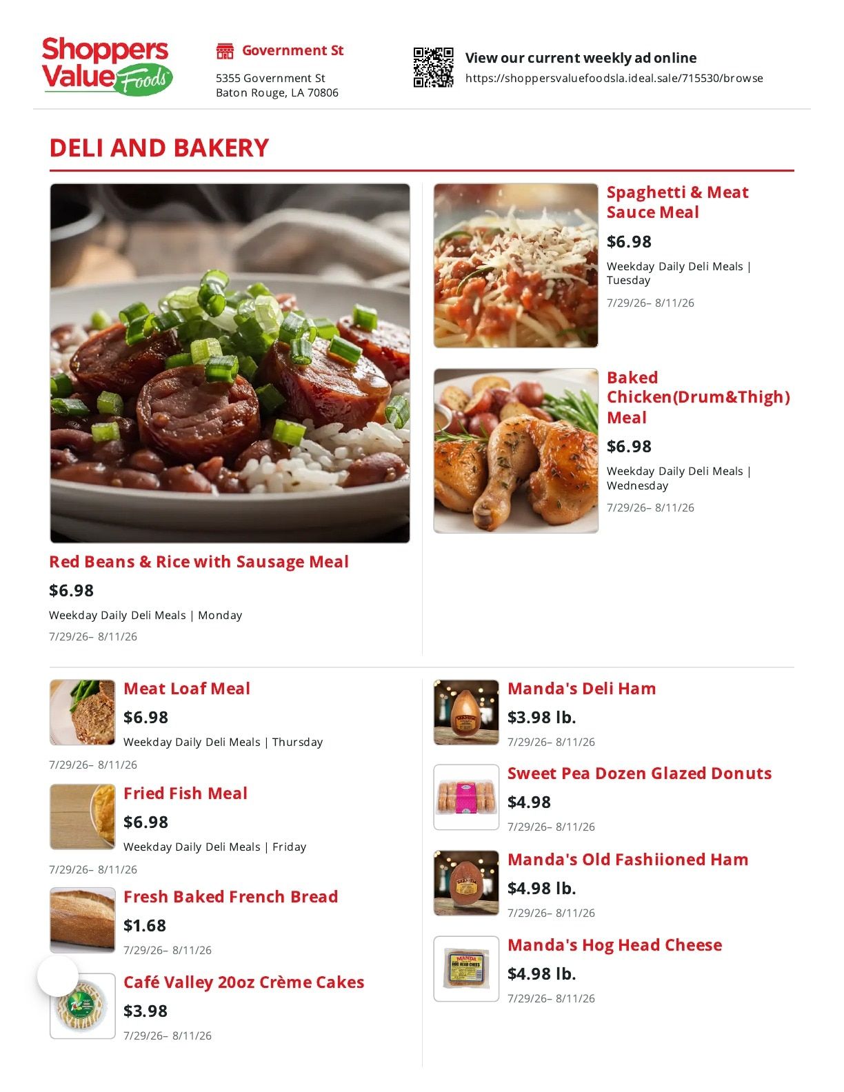 Shoppers Value Foods Louisiana Weekly Ad July 29 - August 11, 2026