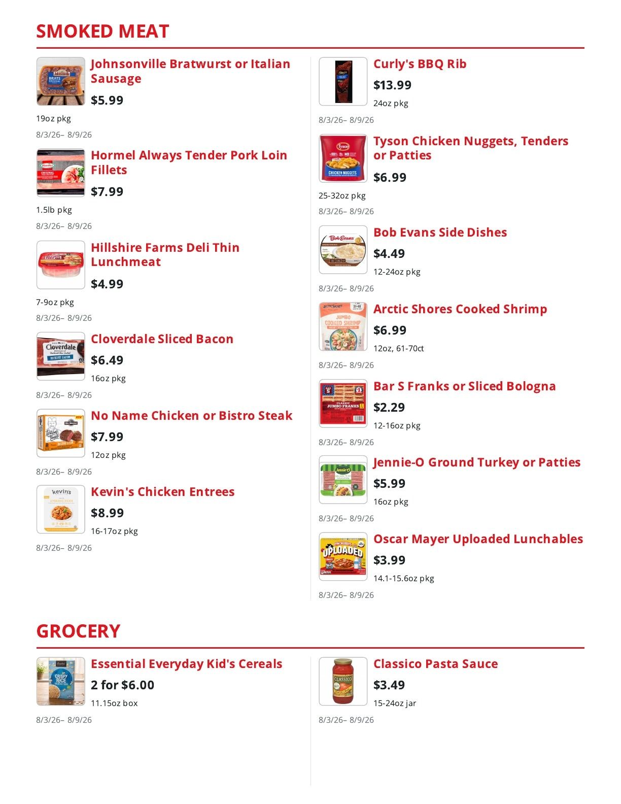 Service Food Market Weekly Ad August 3 - 9, 2026
