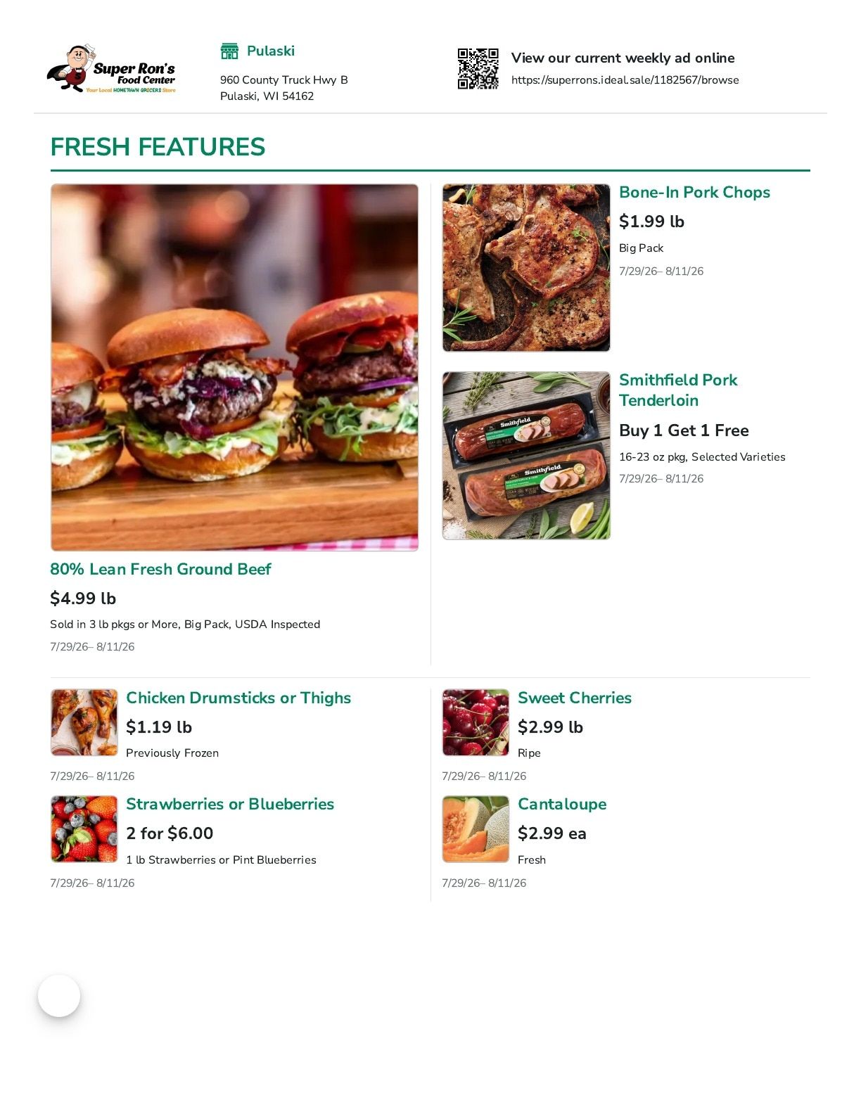 Super Ron's Food Center Weekly Ad July 29 - August 11, 2026