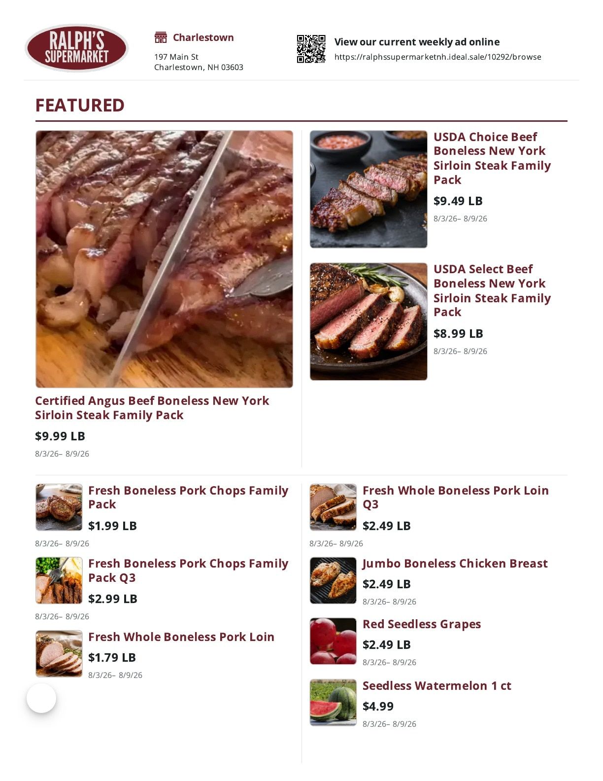 Ralph's Supermarket Weekly Ad August 3 - 9, 2026
