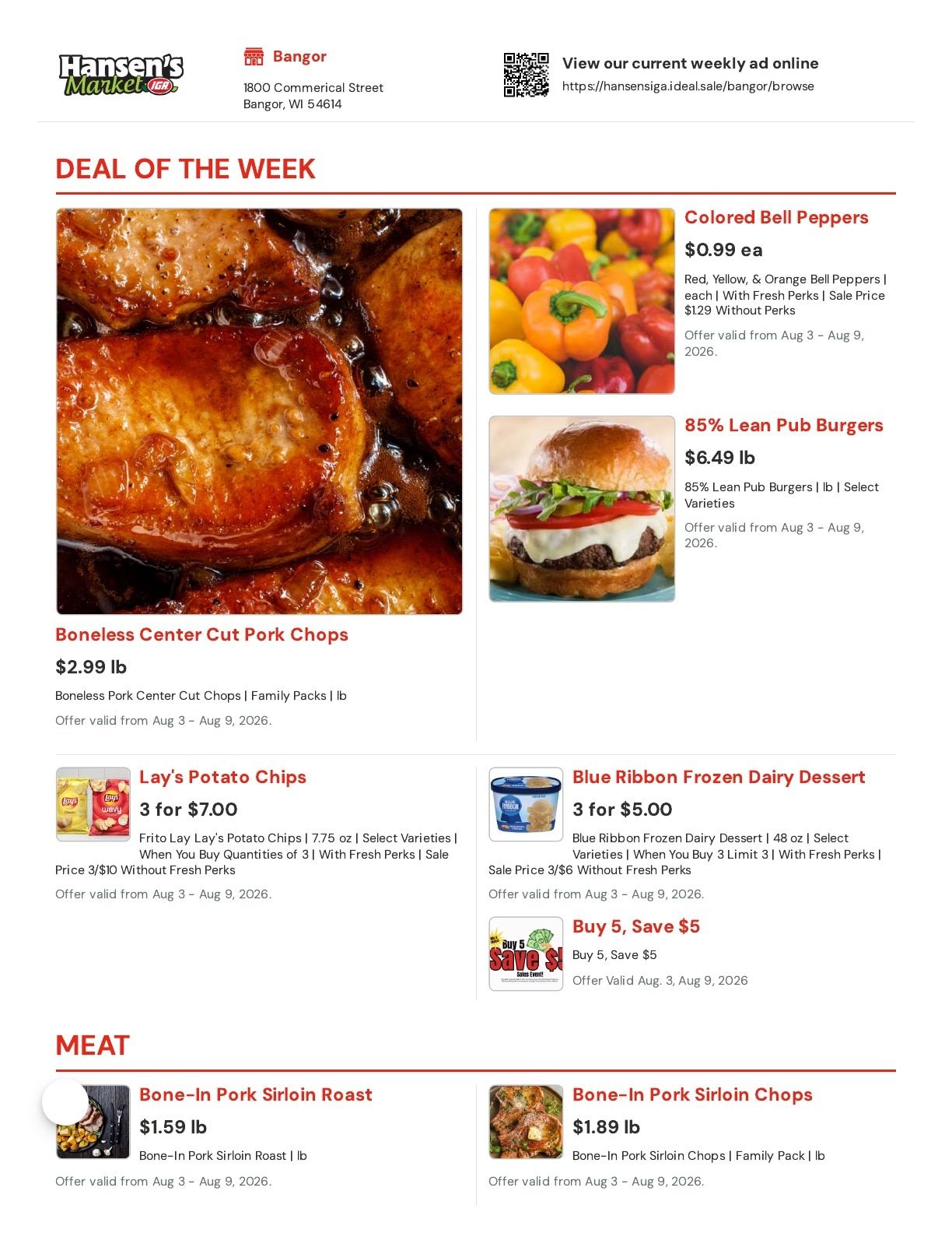 Hansen's IGA (Bangor, WI) Weekly Ad August 3 - 9, 2026