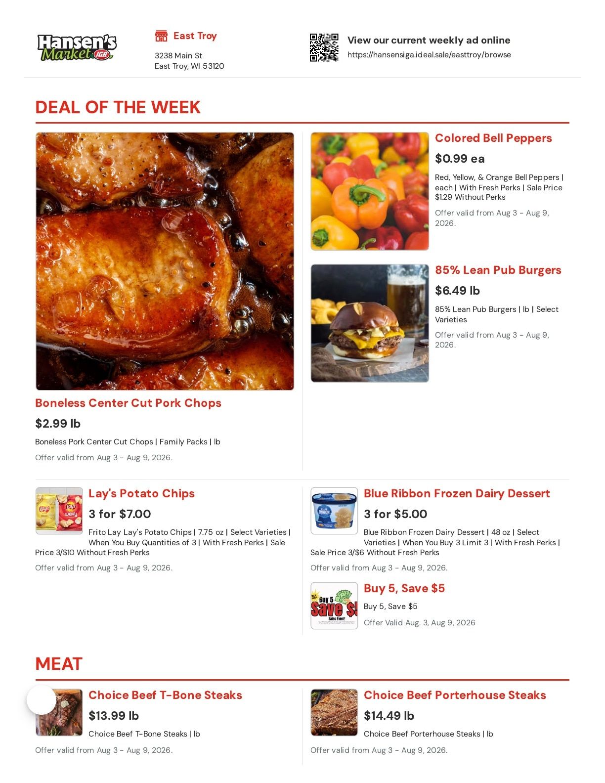 Hansen's IGA (East Troy, WI) Weekly Ad August 3 - 9, 2026