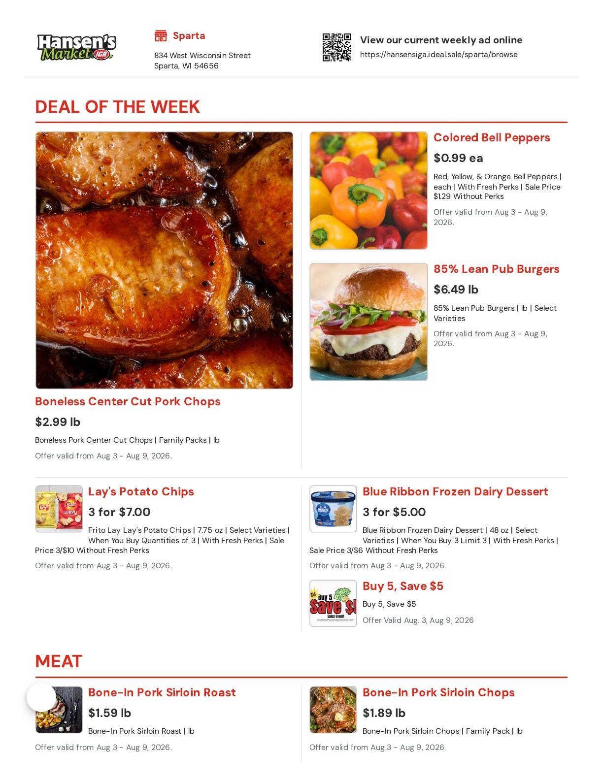 Hansen's IGA (Sparta, WI) Weekly Ad August 3 - 9, 2026