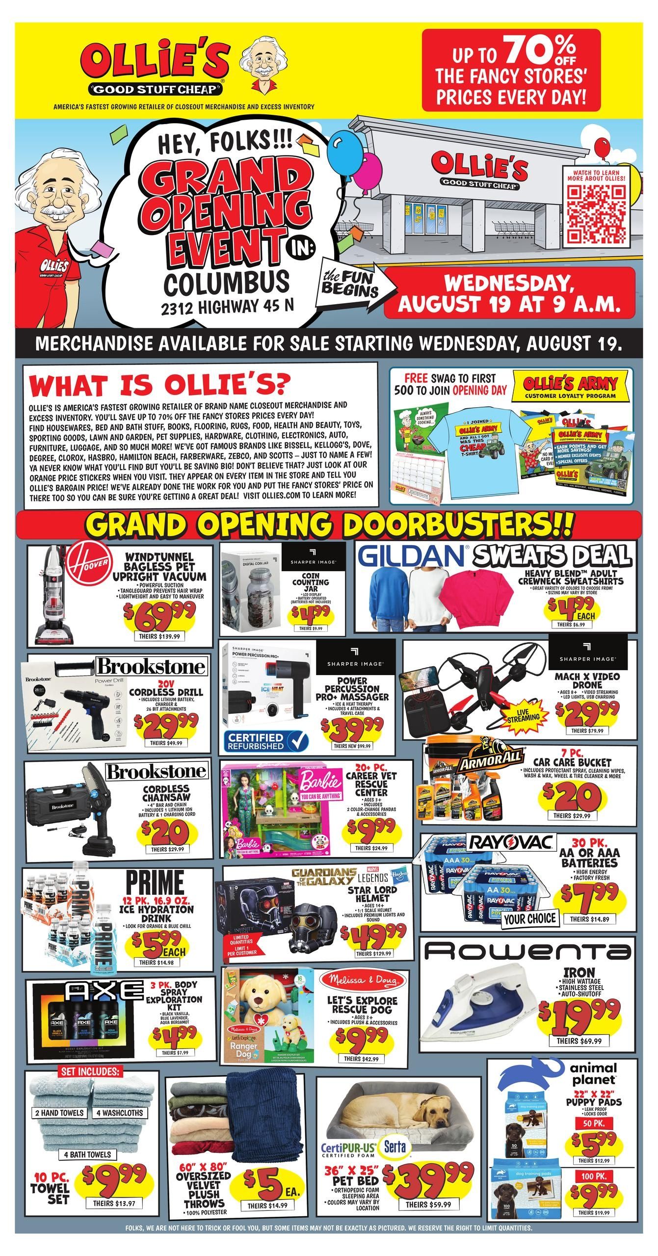 Ollie's Bargain Outlet (Mayhew–Columbus Area, AL–MS) Columbus, MS - Grand Opening Weekly Ad August 19 - September 7, 2026