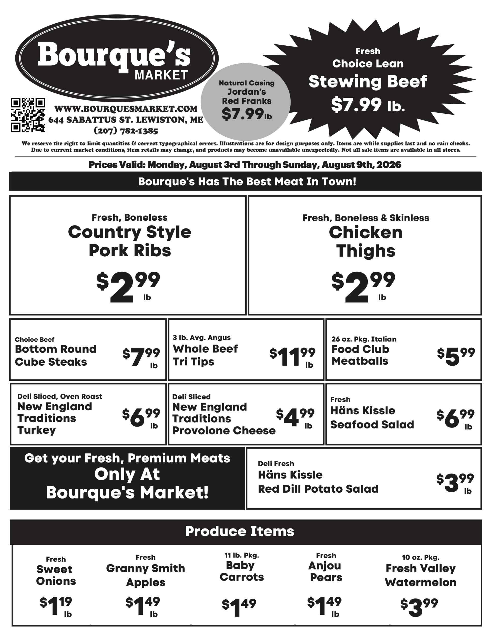 Bourque's Park and Shop Weekly Ad August 3 - 9, 2026