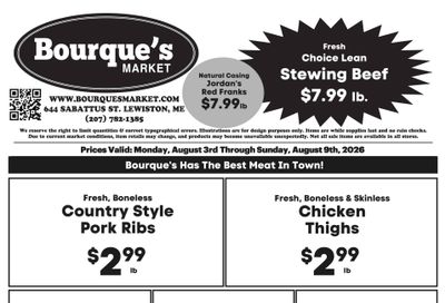 Bourque's Park and Shop Weekly Ad August 3 - 9, 2026