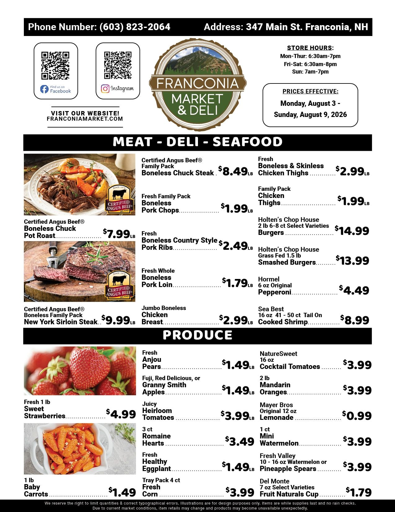 Franconia Market Weekly Ad August 3 - 9, 2026
