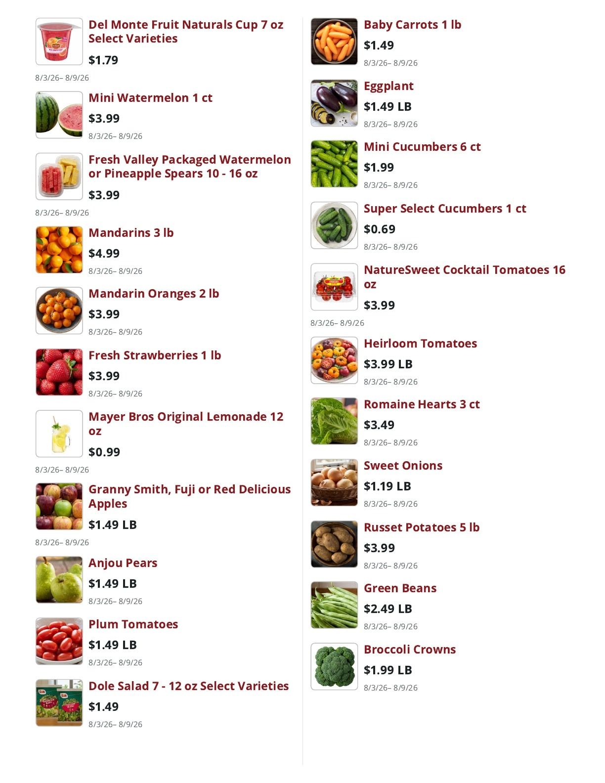 Main Street Market Weekly Ad August 3 - 9, 2026