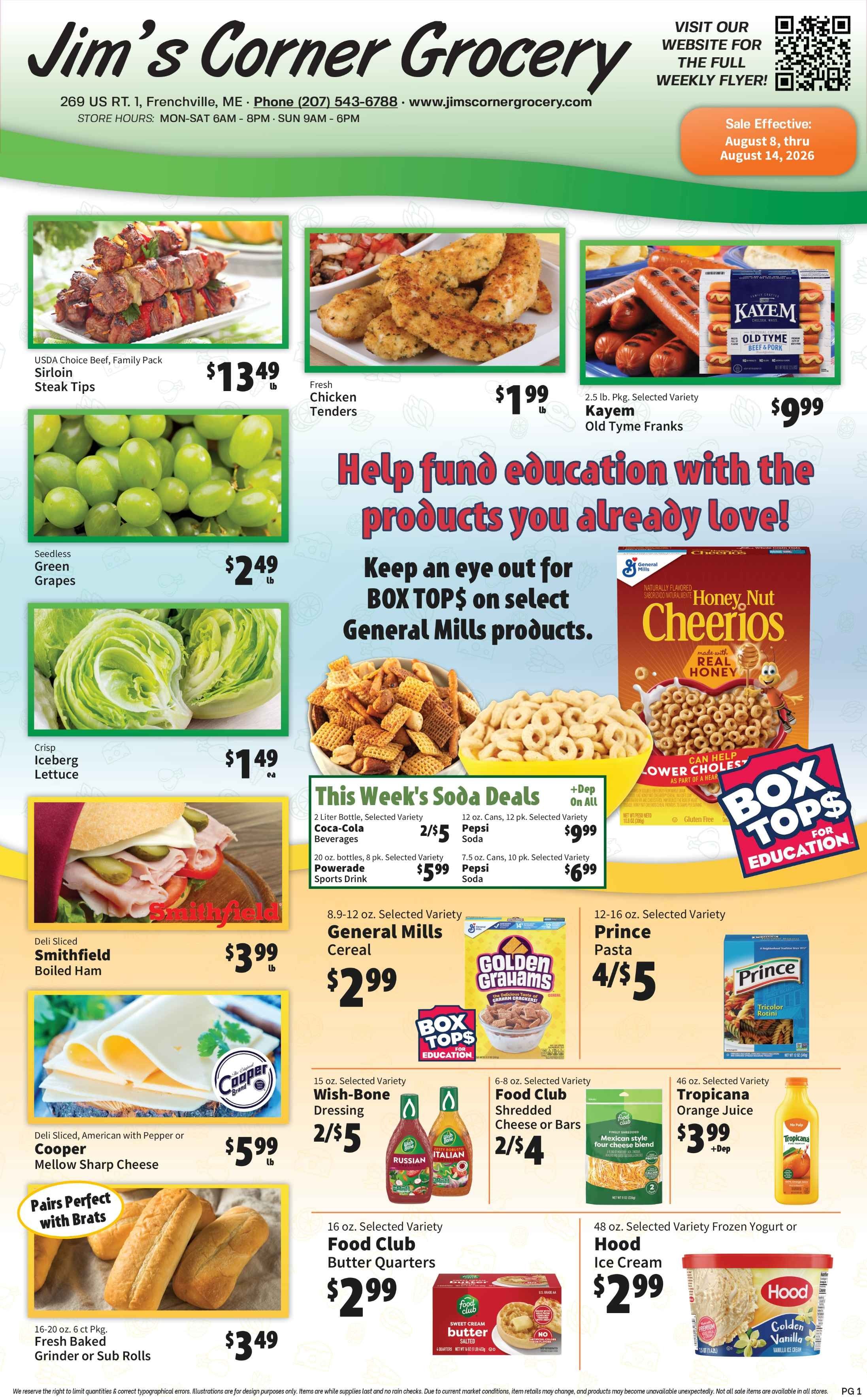 Jim's Corner Grocery Weekly Ad August 8 - 14, 2026