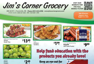 Jim's Corner Grocery Weekly Ad August 8 - 14, 2026