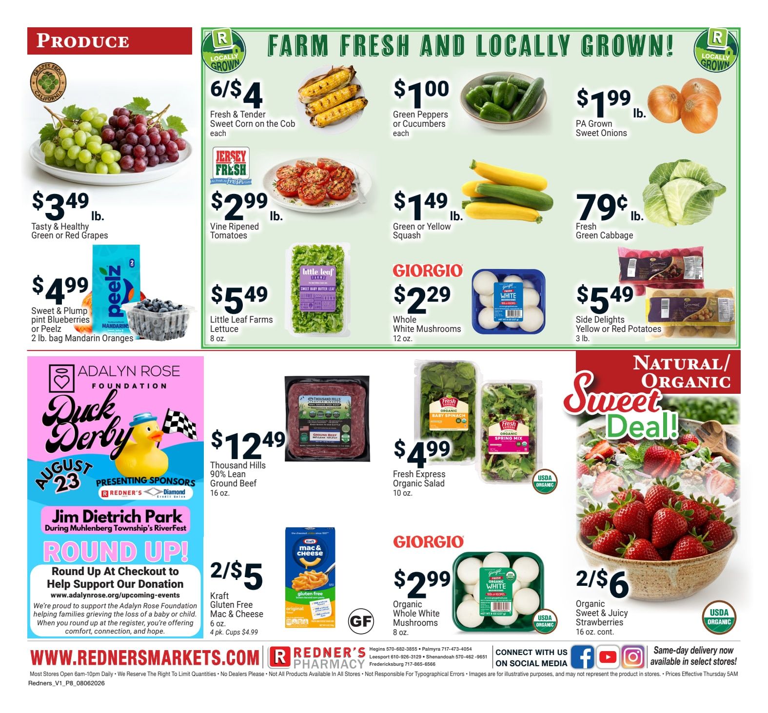 Redner's Markets (Fredericksburg and Palmyra, PA) Weekly Ad August 6 - 12, 2026
