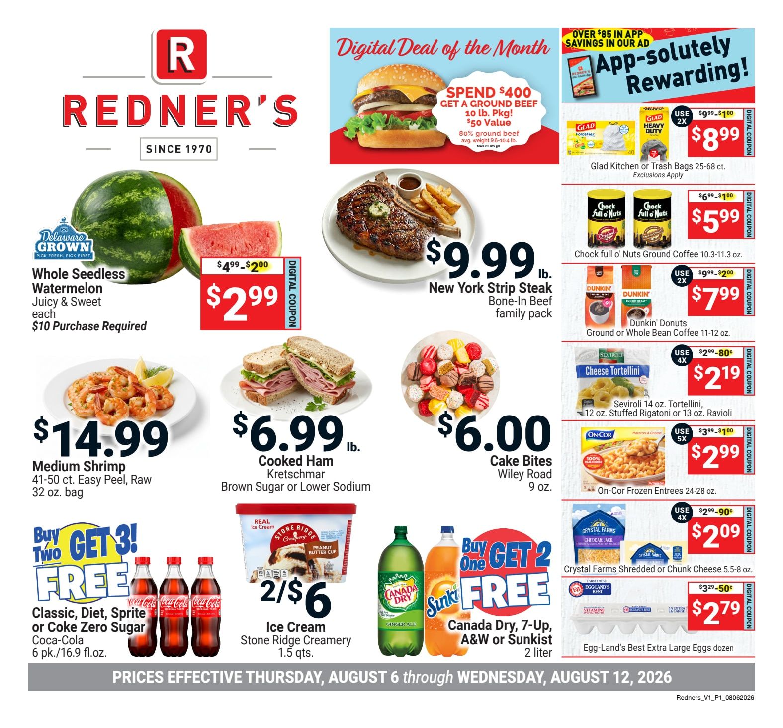 Redner's Markets (Pittston and Scranton, PA) Weekly Ad August 6 - 12, 2026