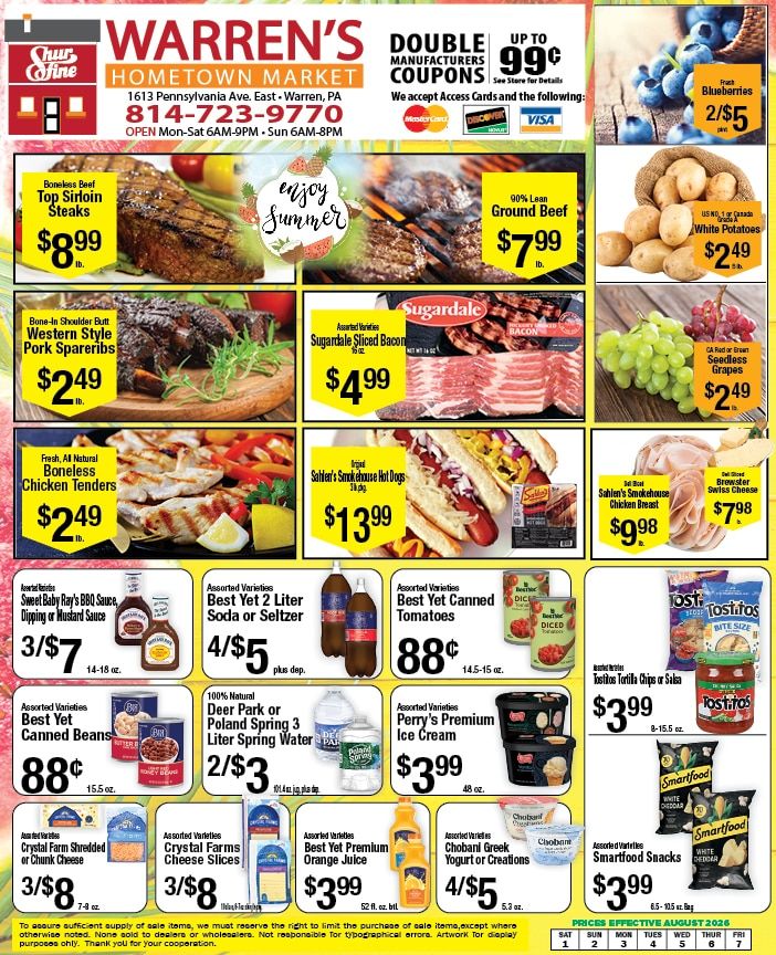 Warren's Hometown Market Weekly Ad August 2 - 8, 2026