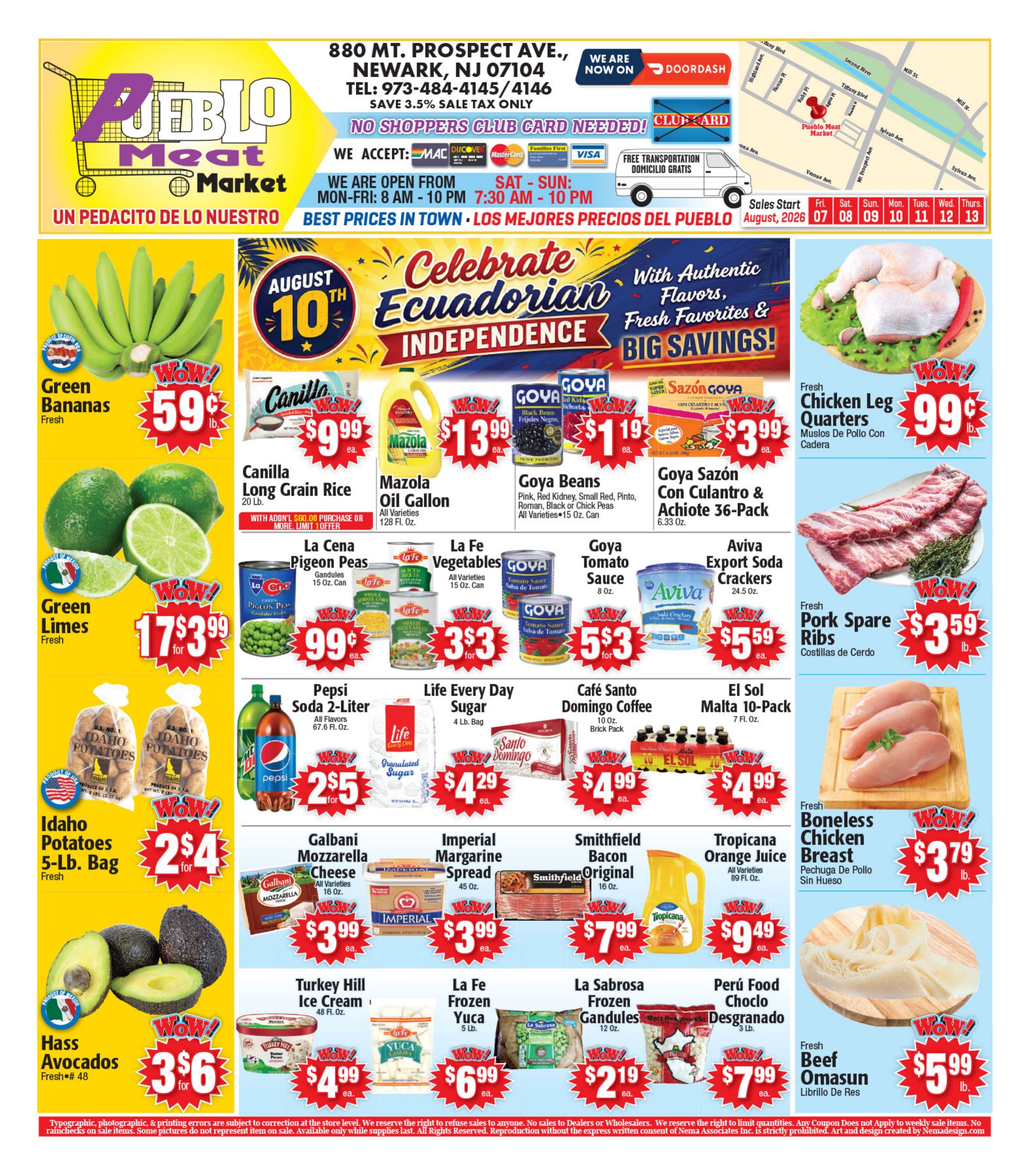 Pueblo Meat Market (880 Mt. Prospect Avenue, Newark, NJ) Weekly Ad August 7 - 13, 2026