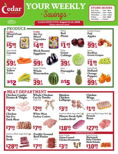 Cedar Market Weekly Ad August 9 - 14, 2026