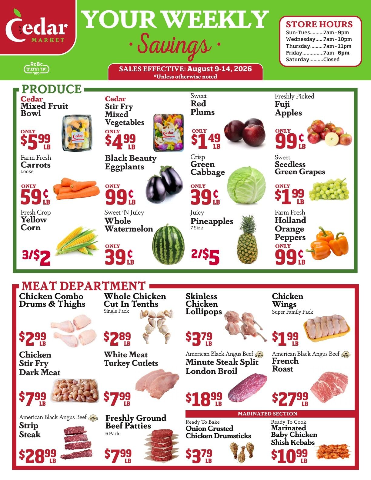 Cedar Market Weekly Ad August 9 - 14, 2026