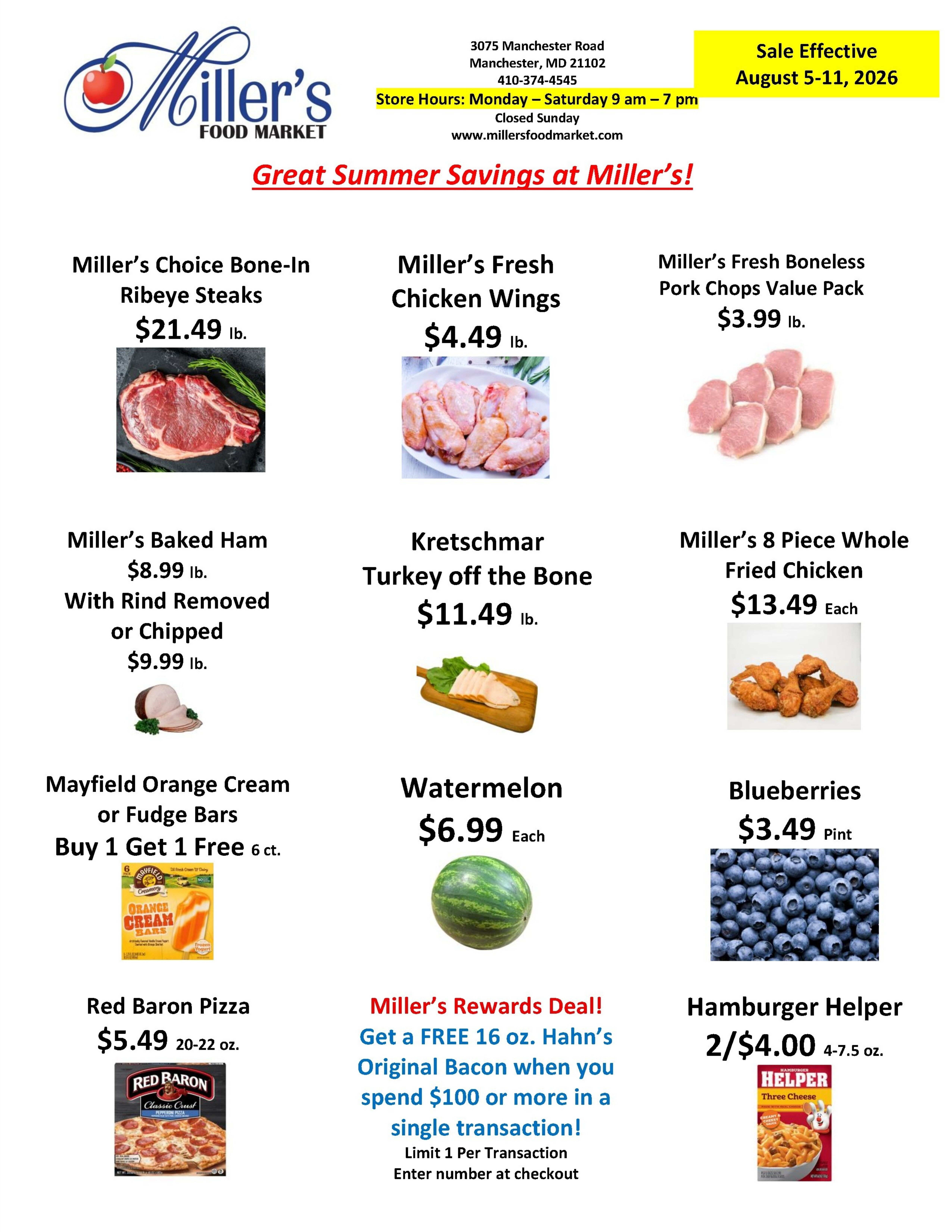 Miller's Food Market Weekly Ad August 5 - 11, 2026