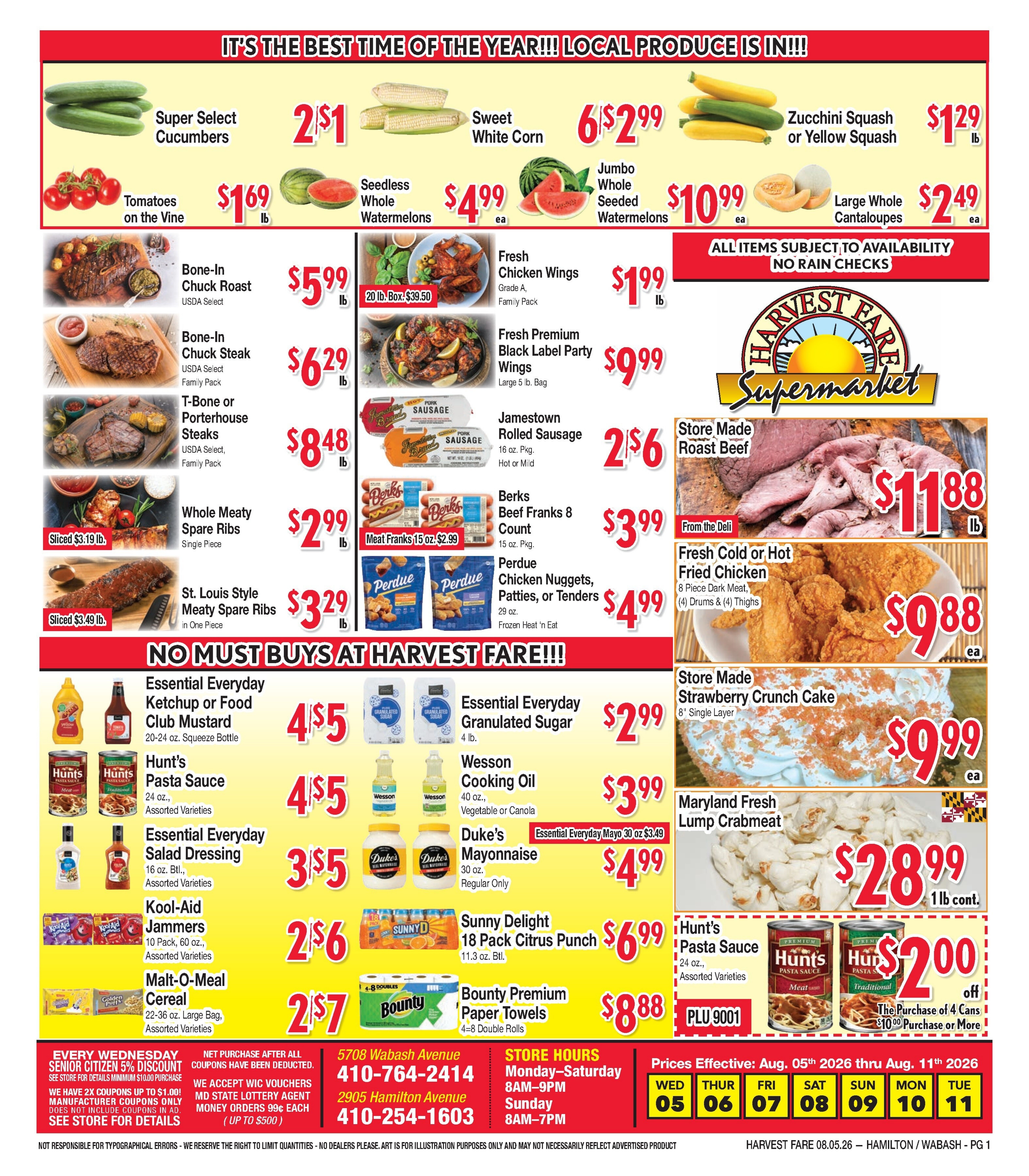 Harvest Fare (Maryland) Weekly Ad August 5 - 11, 2026