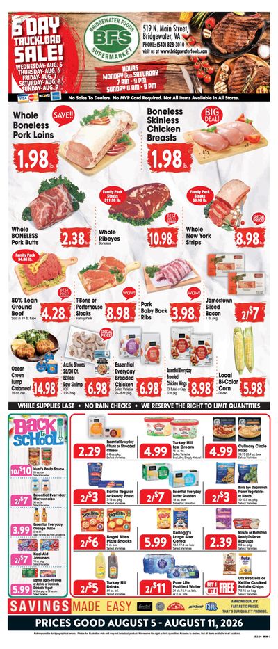 Bridgewater Foods Weekly Ad August 5 - 11, 2026