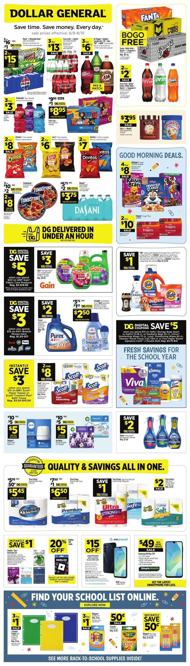 Dollar General (IL, IN, MI, NY, PA) Weekly Ad August 9 - 15, 2026