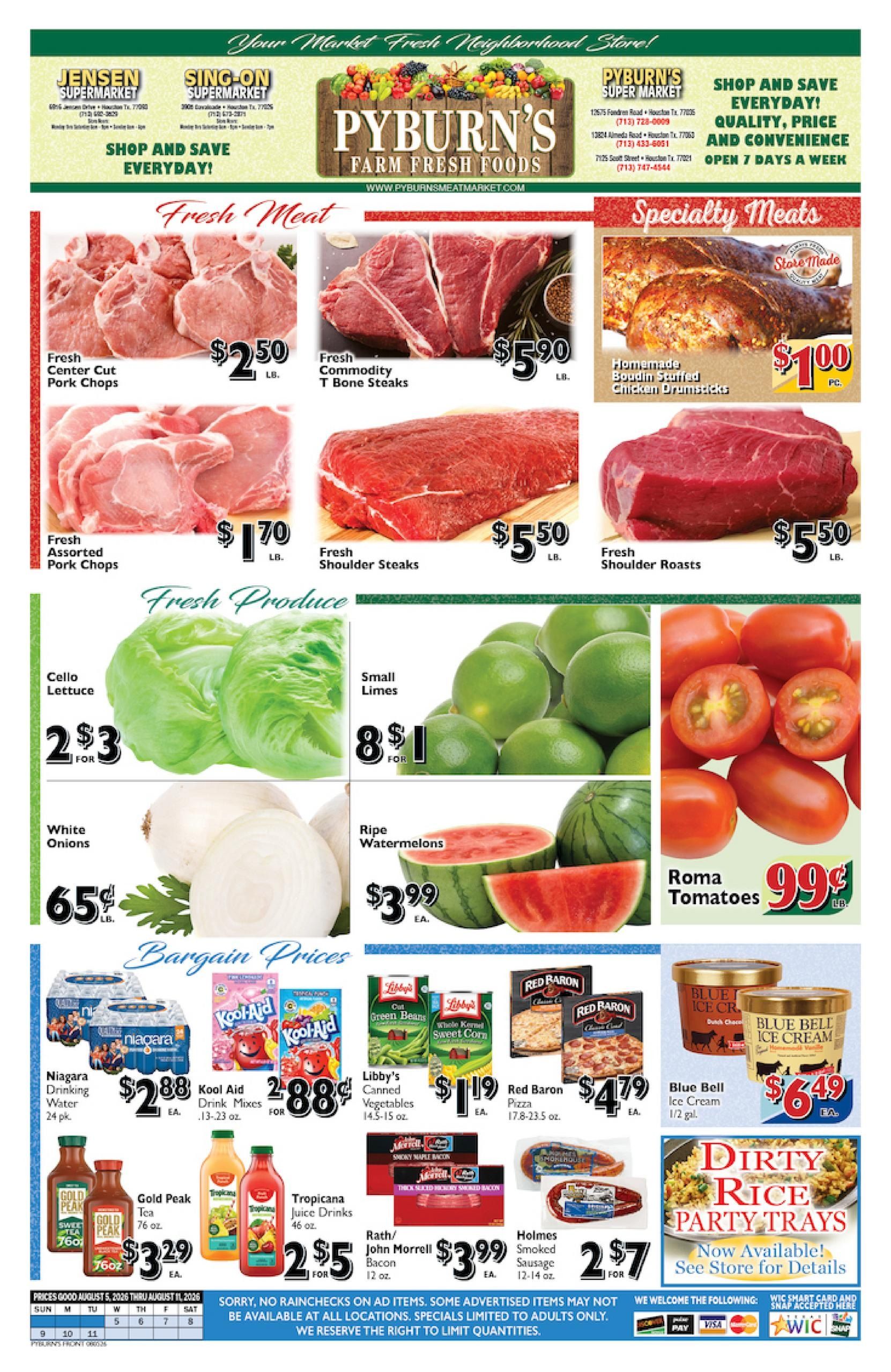 Pyburn's Farm Fresh Foods (Houston Area, TX) Weekly Ad August 5 - 11, 2026