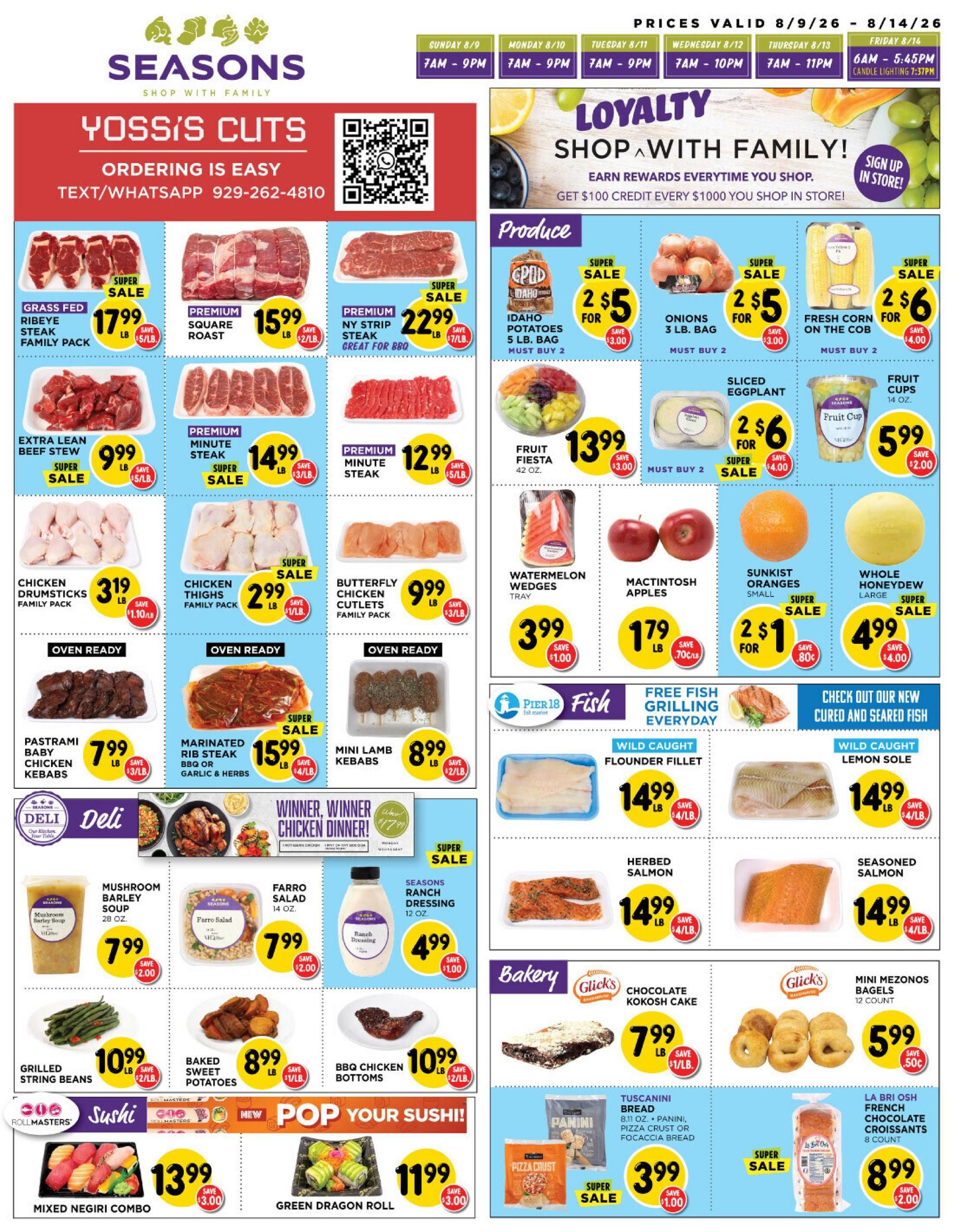 Seasons Kosher (New York–Jersey City Area, NJ–NY) indexedweekly Weekly Ad August 9 - 14, 2026