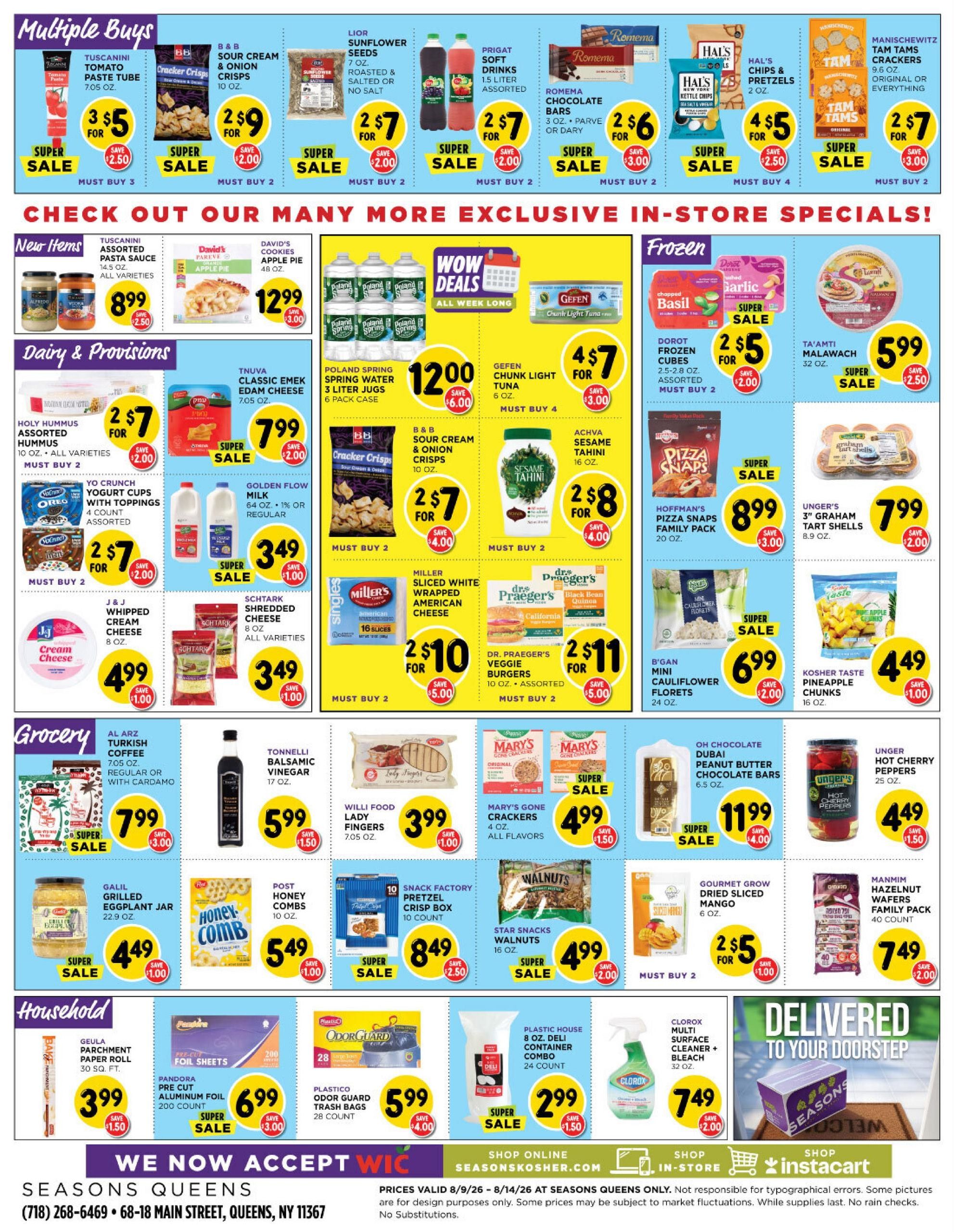 Seasons Kosher (New York–Jersey City Area, NJ–NY) indexedweekly Weekly Ad August 9 - 14, 2026
