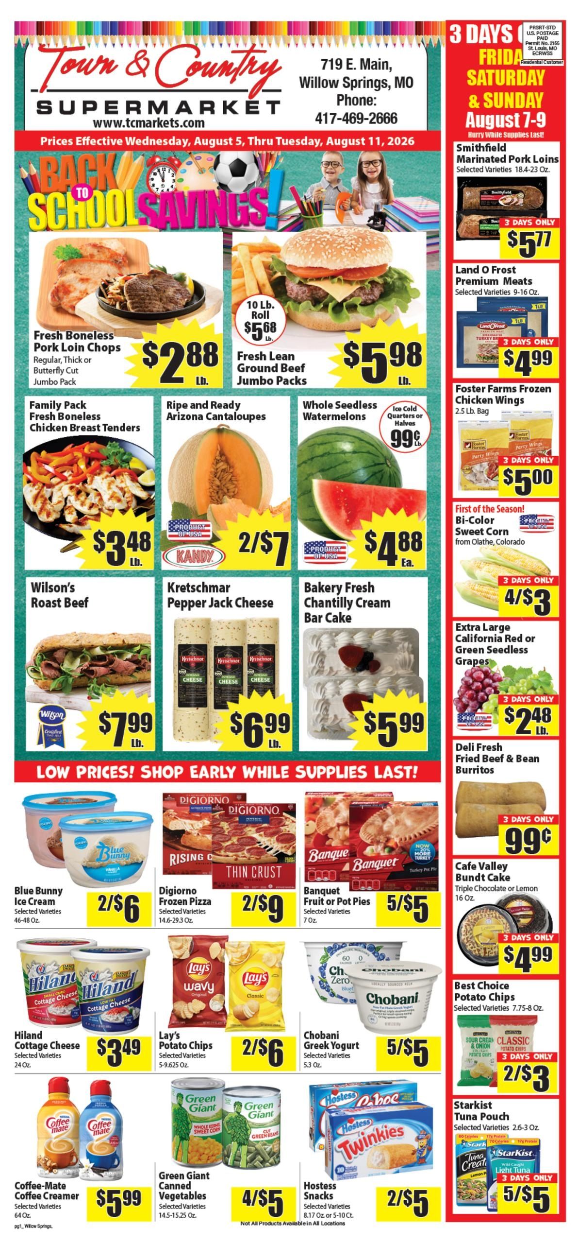 Town & Country Supermarket (Lead Hill–Diamond City Area, AR) Weekly Ad August 5 - 11, 2026