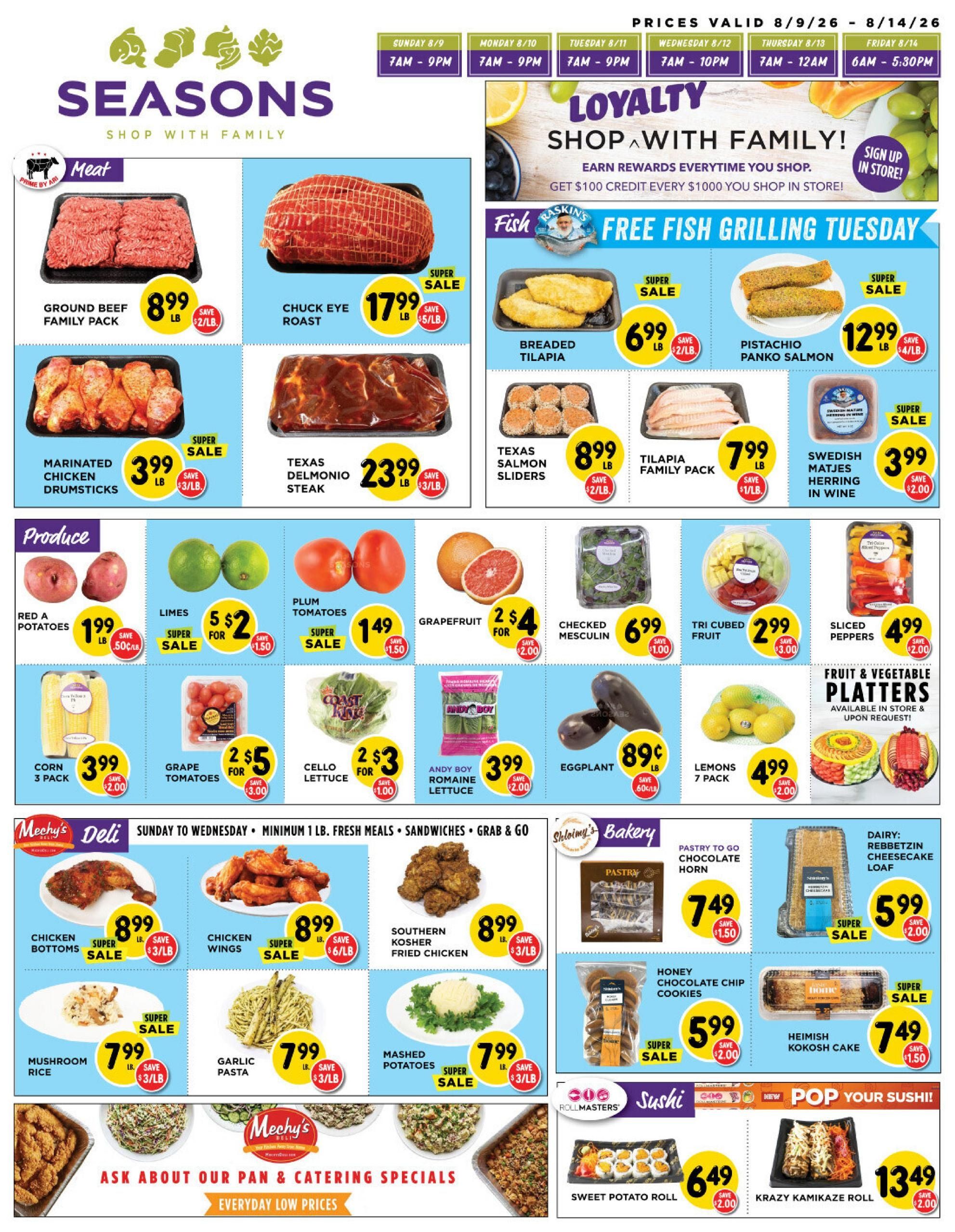 Seasons Kosher (Carle Place Area, NY) indexedweekly Weekly Ad August 9 - 14, 2026