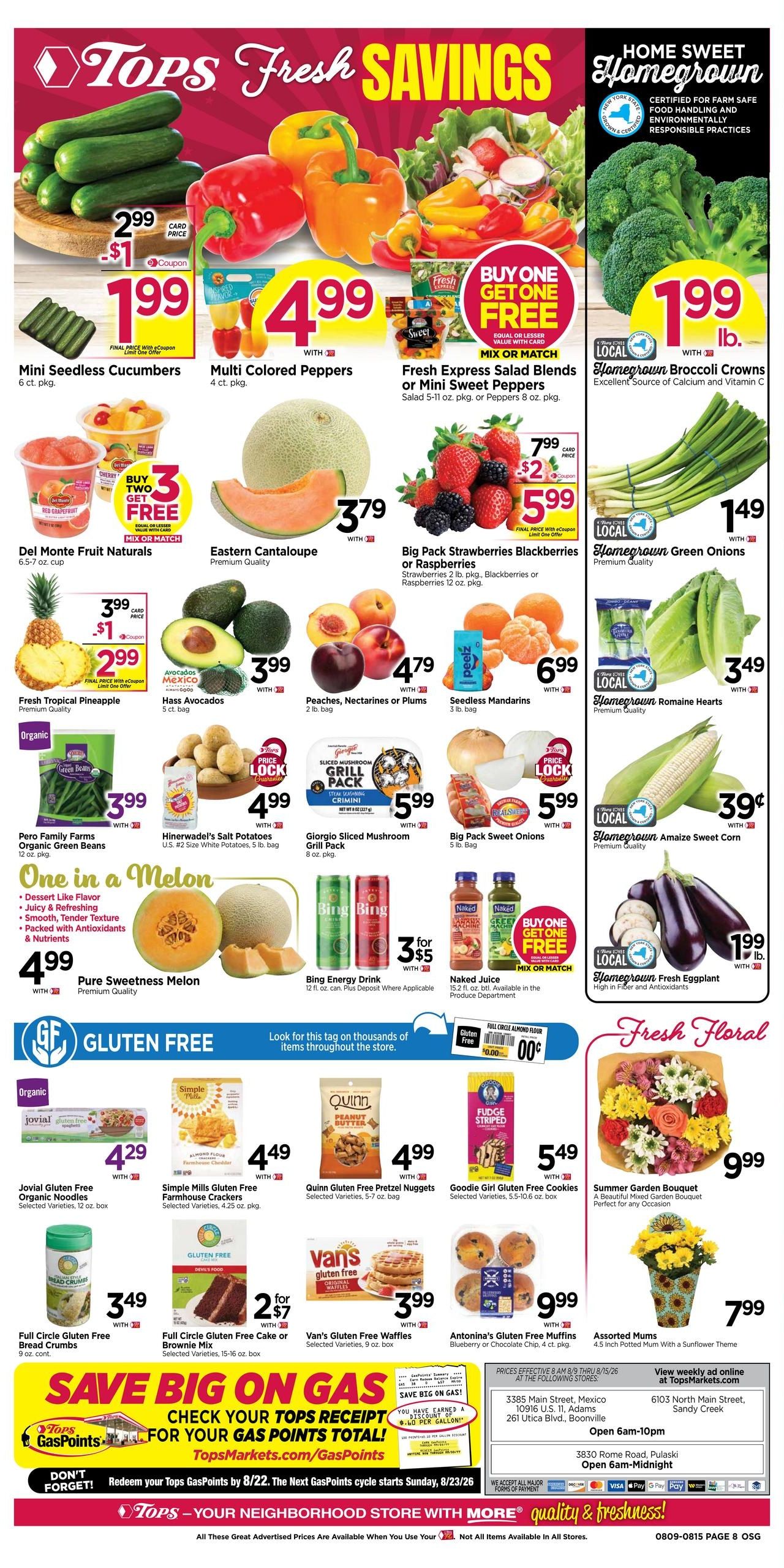 Tops Friendly Markets Weekly Ad August 9 - 15, 2026