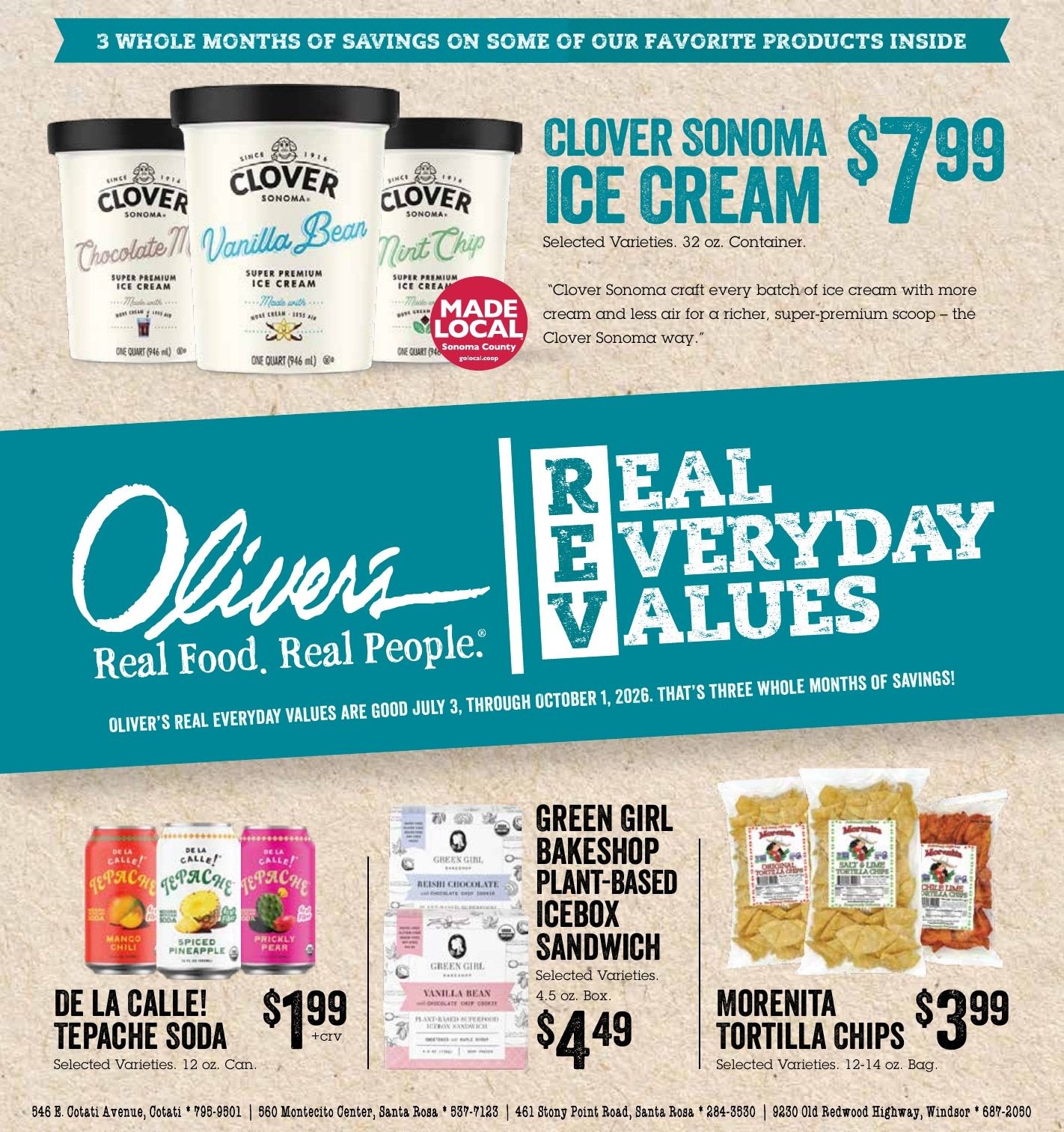 Oliver's Market Real Everyday Values Weekly Ad July 3 - October 1, 2026