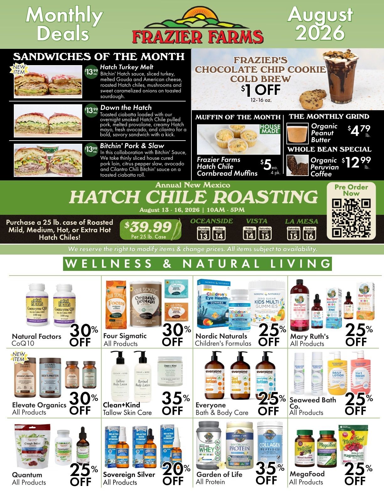 Frazier Farms Market Monthly Specials Weekly Ad August 1 - 31, 2026