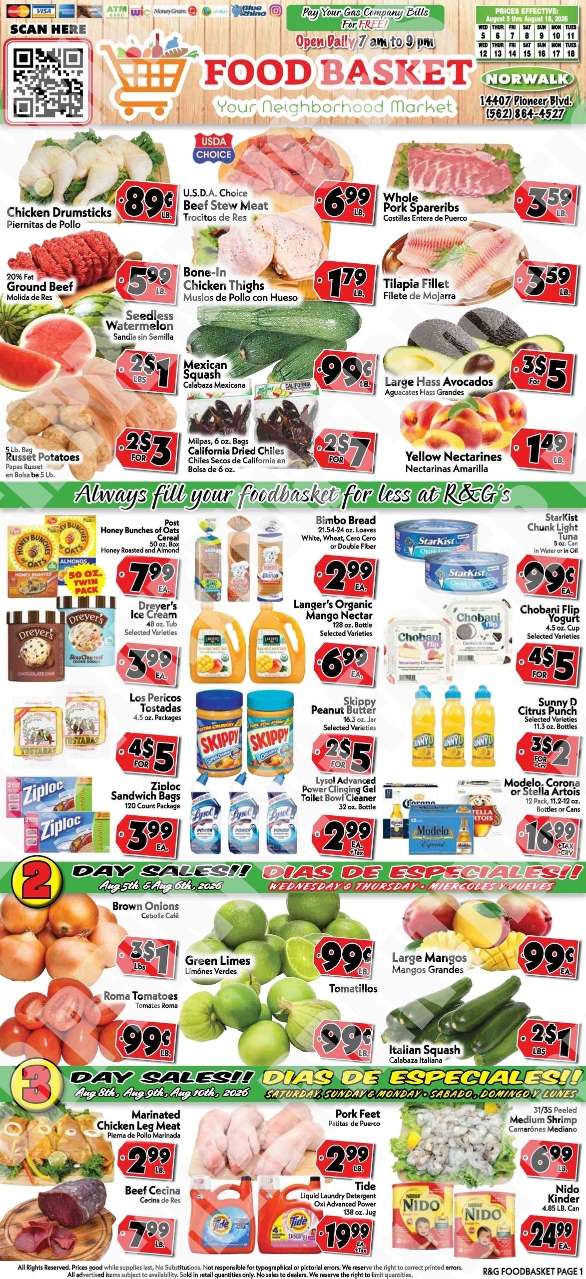 R&G's Food Basket Weekly Ad August 5 - 18, 2026