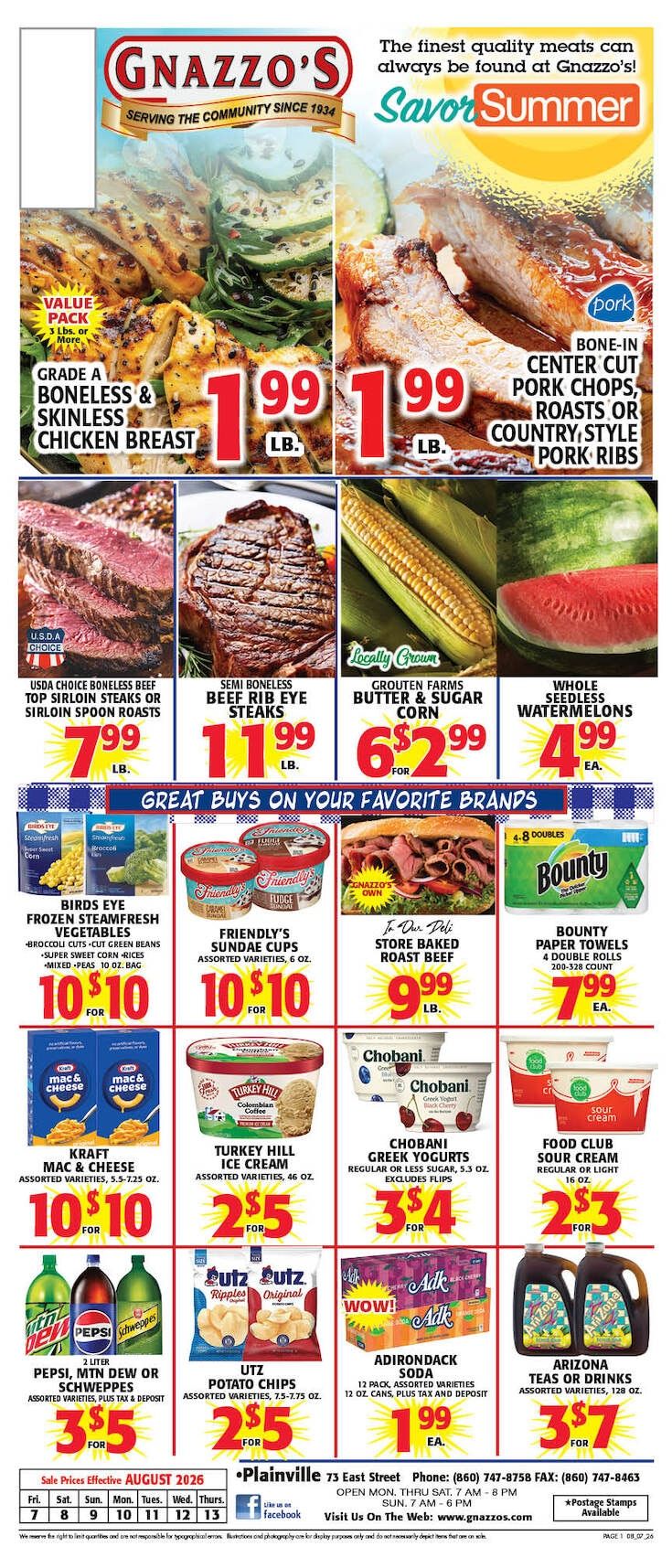 Gnazzo's Food Center Weekly Ad August 7 - 13, 2026