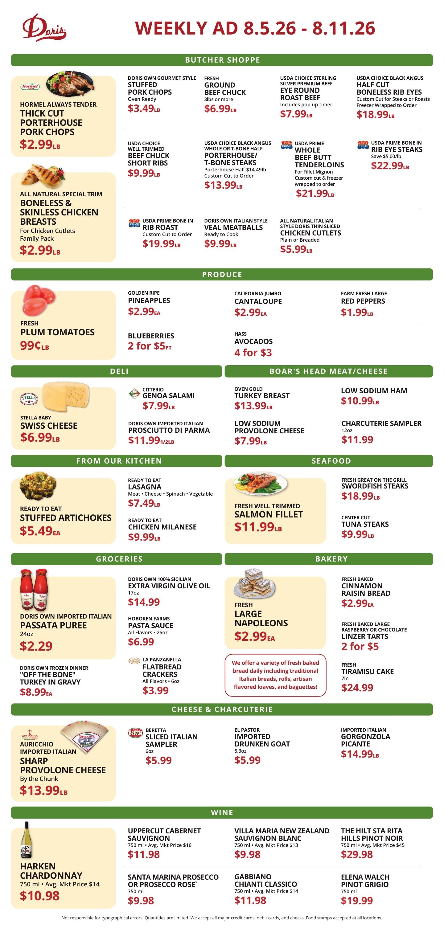 Doris Italian Market Weekly Ad August 5 - 11, 2026