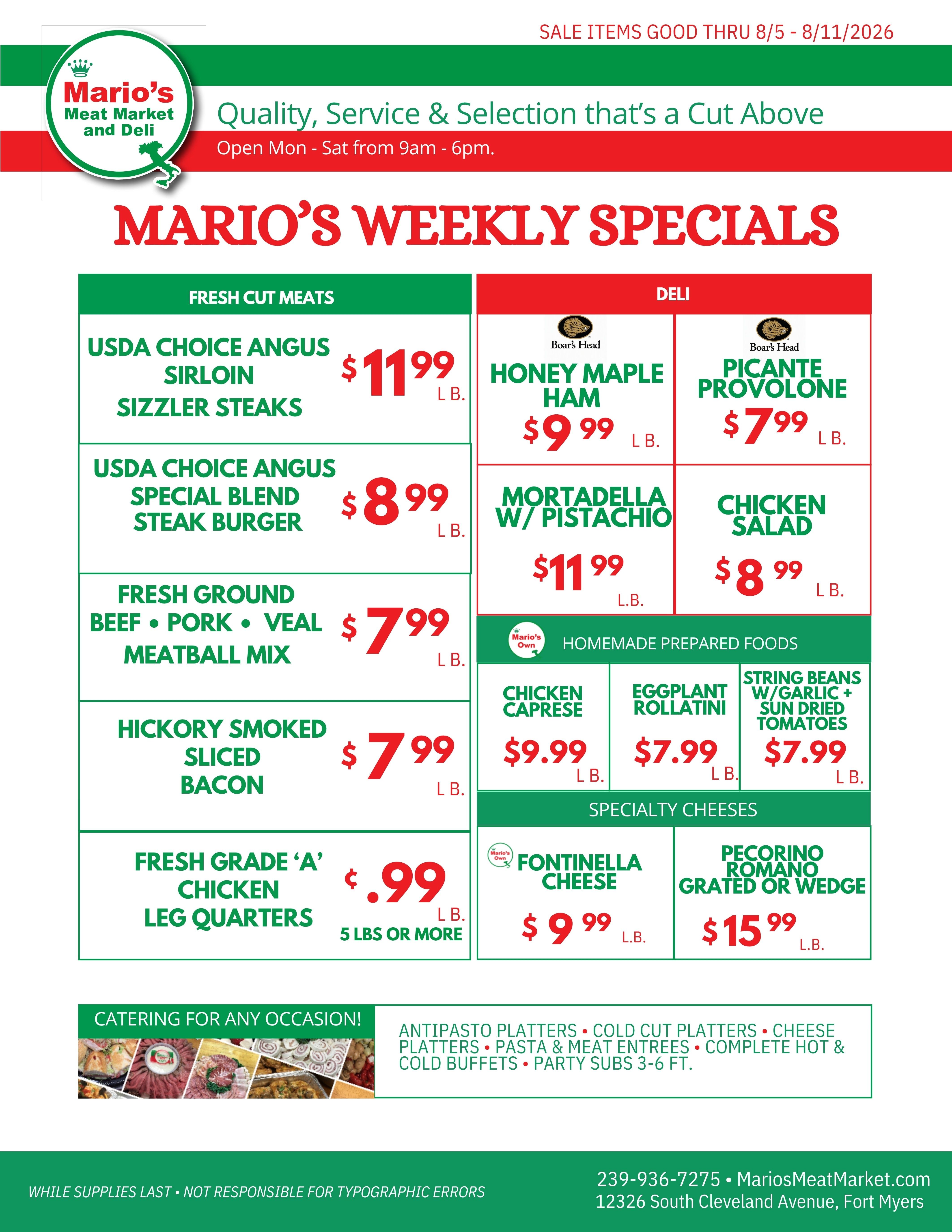 Mario's Meat Market & Deli Weekly Ad August 5 - 11, 2026