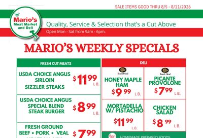Mario's Meat Market & Deli Weekly Ad August 5 - 11, 2026
