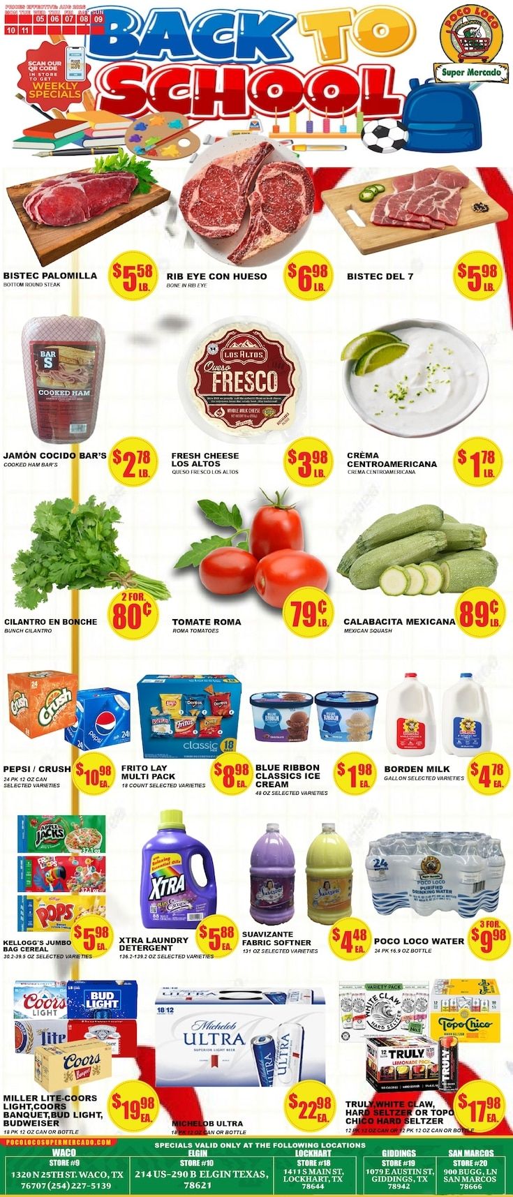 Poco Loco Supermercado (Elgin and other locations, TX) Weekly Ad August 5 - 11, 2026