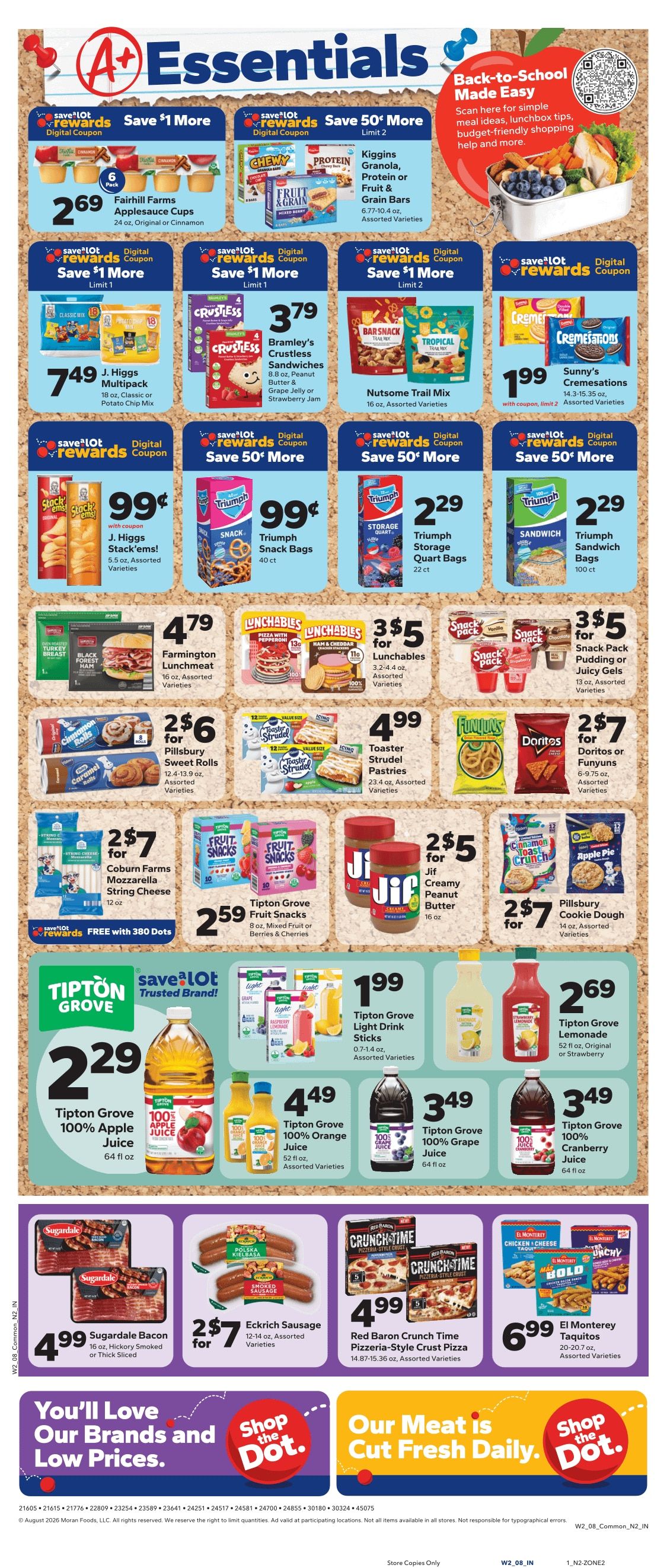 Save a Lot Food Stores (Dunkirk and Silver Creek, NY) Weekly Ad August 9 - 15, 2026