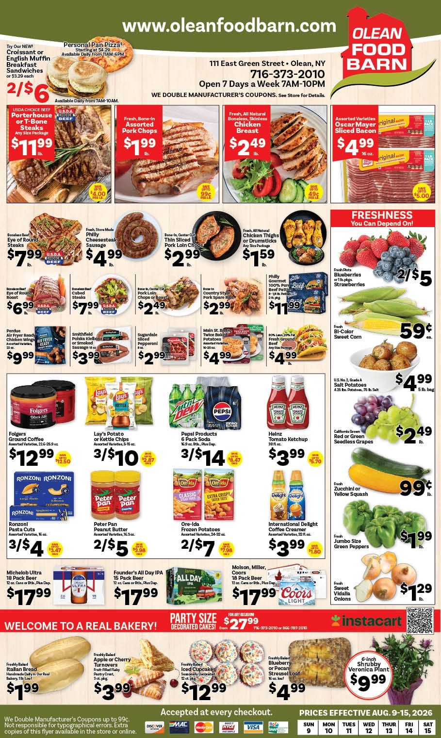 Olean Food Barn Weekly Ad August 9 - 15, 2026