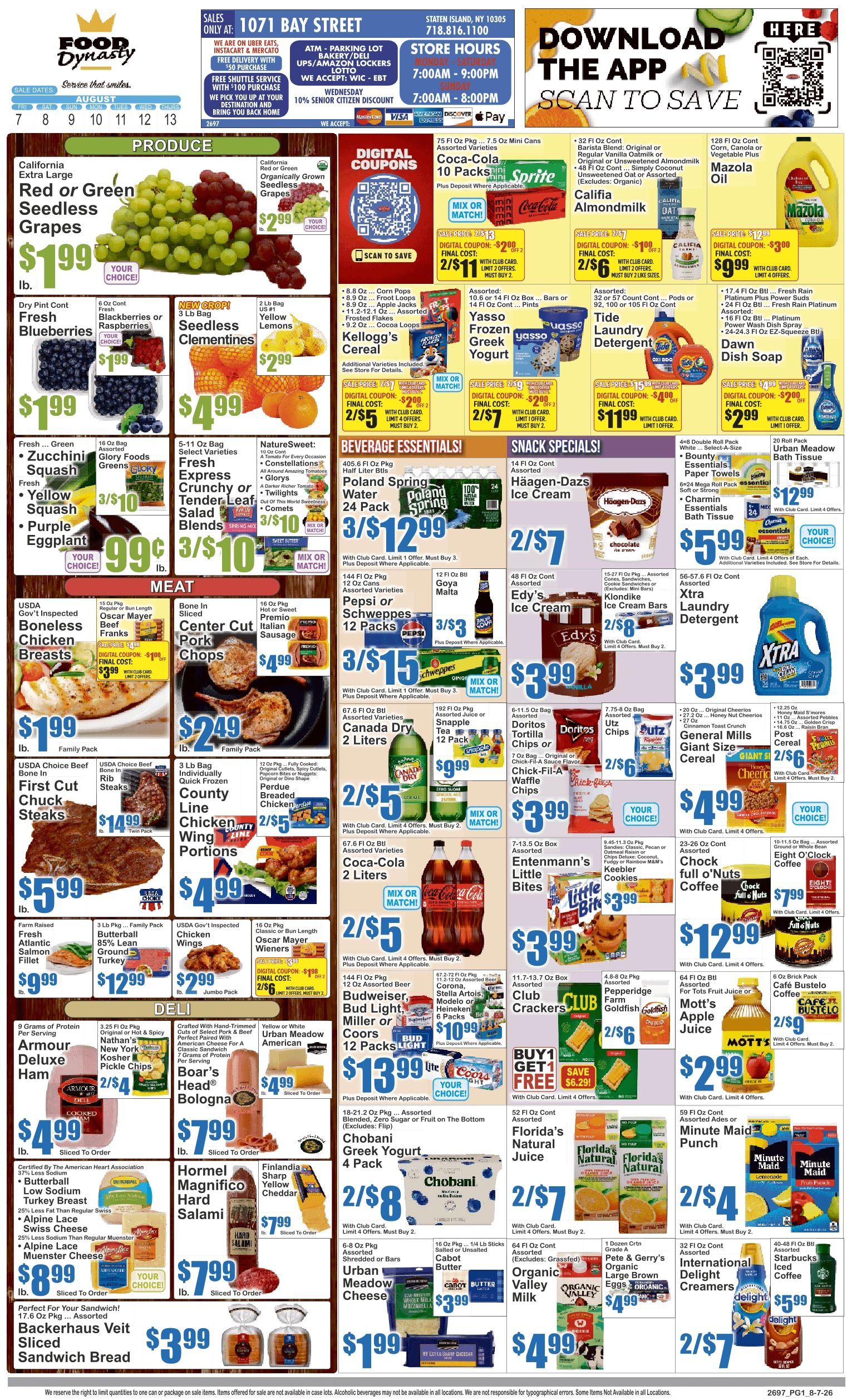 Food Dynasty (1071 Bay Street, Staten Island, NY) Key Food Weekly Ad August 7 - 13, 2026