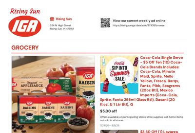 Rising Sun IGA Fresh Market Weekly Ad July 29 - August 11, 2026