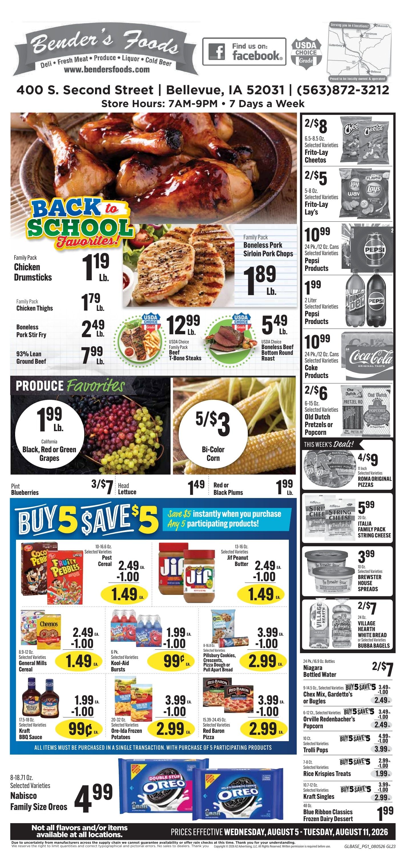Bender's Foods (Bellevue, IA) Weekly Ad August 5 - 11, 2026