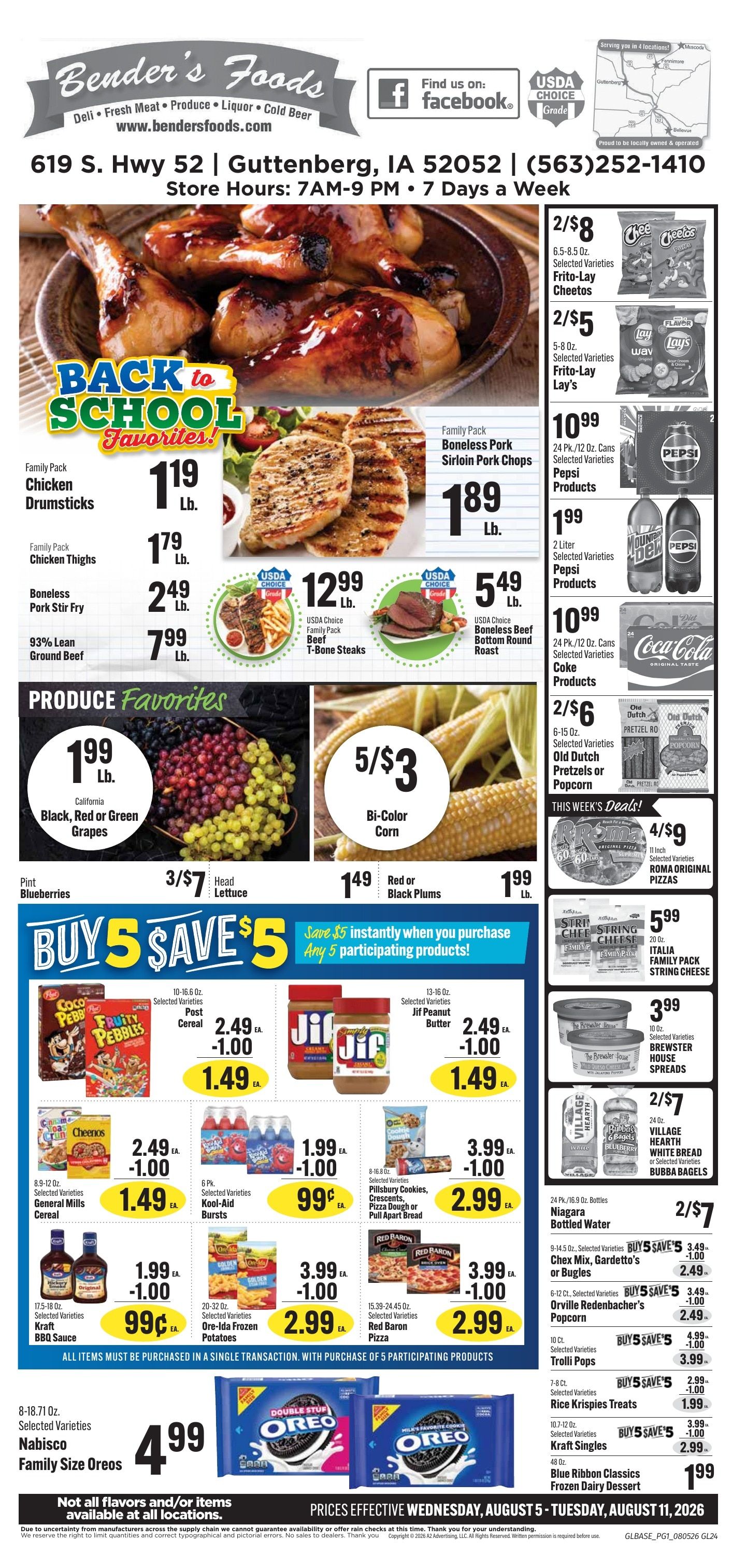 Bender's Foods (Guttenberg, IA) Weekly Ad August 5 - 11, 2026